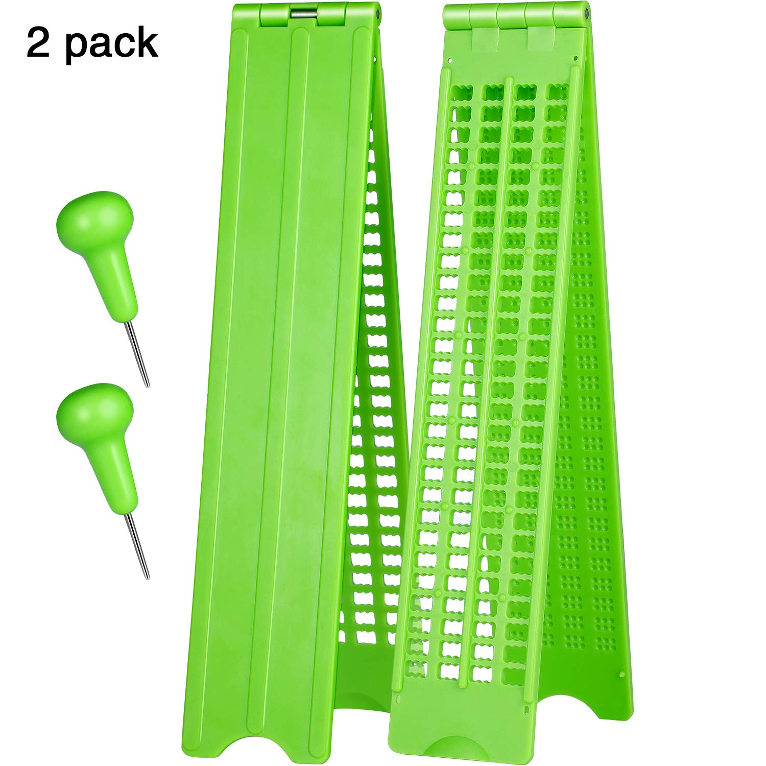 4 Lines 28 Cells Braille Slate Braille Writing Slate Plastic Braille Slate Kit, Green image number 6