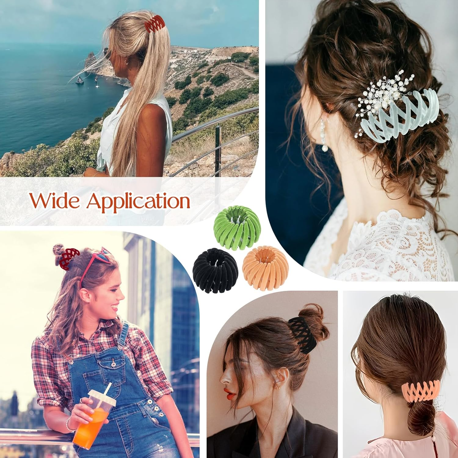 Pack of 7 Vintage Bird Nest Hair Clips, 5.5-11.5 Cm Bird Nest Shaped Hair Accessories, Expandable Hair Bun Maker, Hair Clips with Bird Nest for Daily, Party image number 2