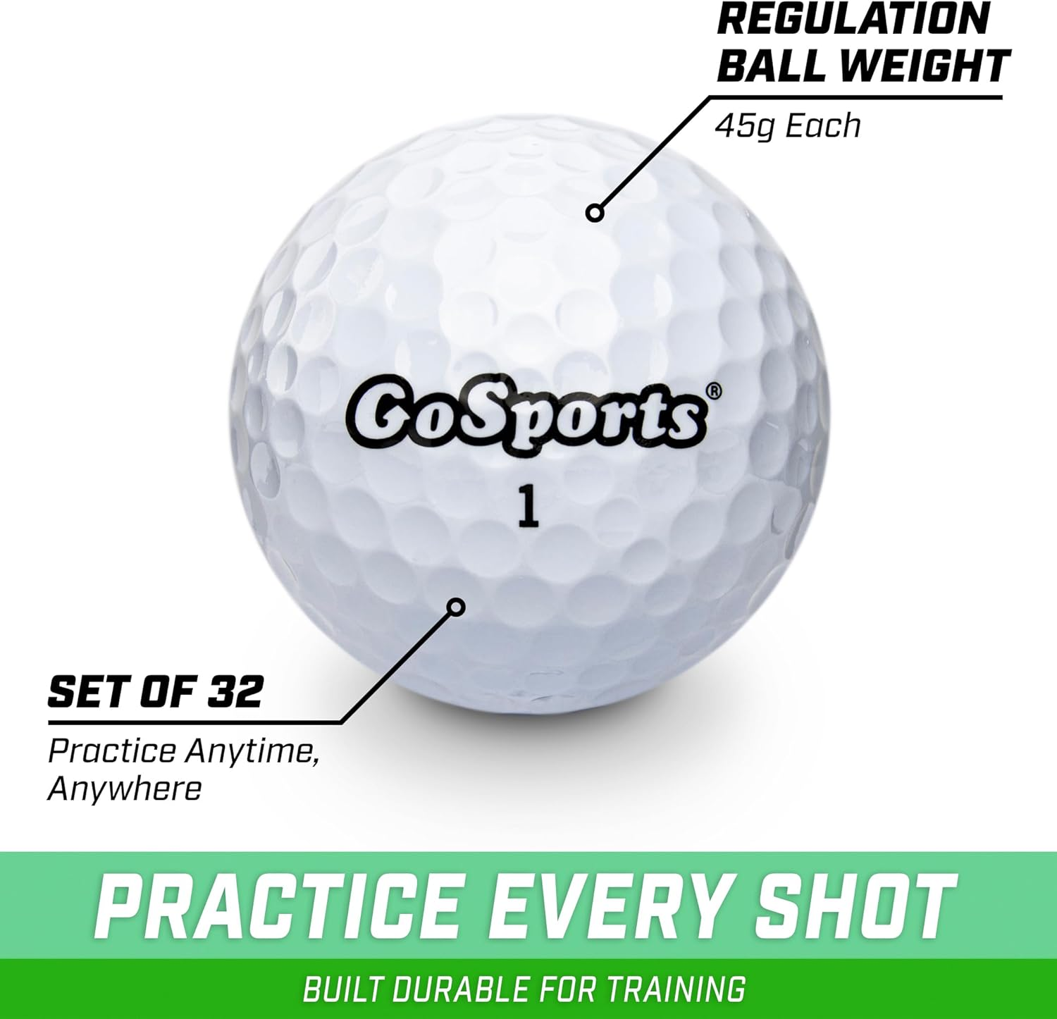 Gosports All Purpose Golf Balls for Play or Practice - 32 Pack with Tote Bag, White image number 4