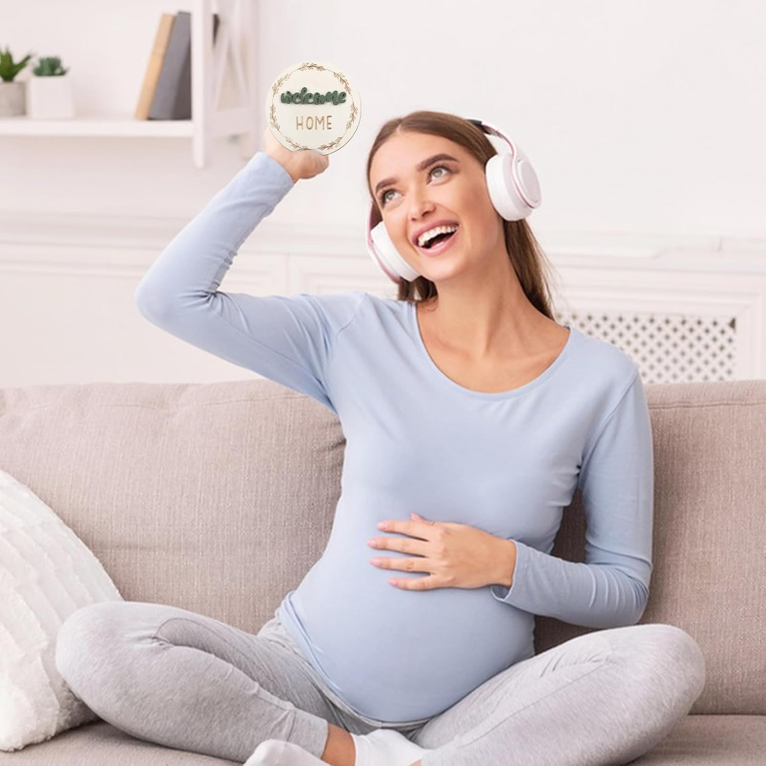 7 Pcs Baby Monthly Milestone Cards Sign, Double Sided 3D Baby Milestone Signs Baby Growth Cards Milestone Wooden Circles for Baby Boy Girls 1-12 Months Baby Milestone Pictures (Double Sided) image number 3