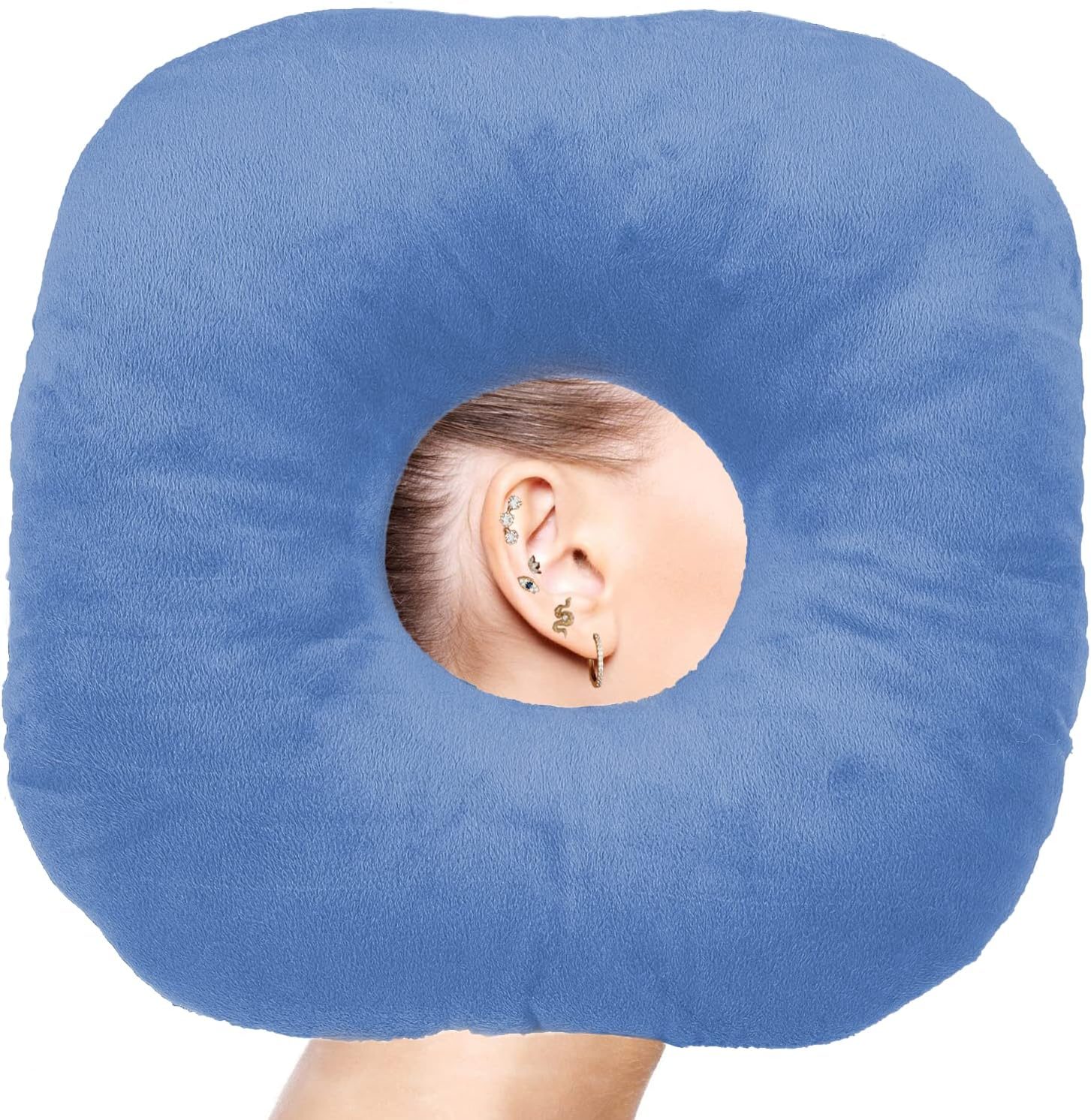 Coceyese Ear Piercing Pillow for Side Sleepers - Donut Pillow for Ear Pain Relief, Guard Pillow (Light Grey)