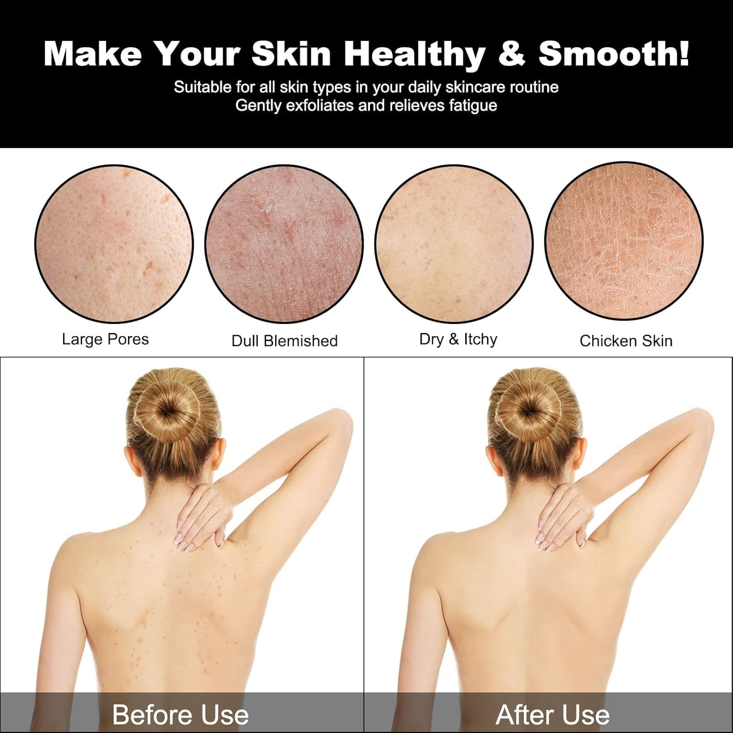 URAQT Exfoliating Gloves, Pack of 3 Exfoliating Gloves, Body Exfoliating Glove, Hamam Glove for Body and Face (Black) image number 1