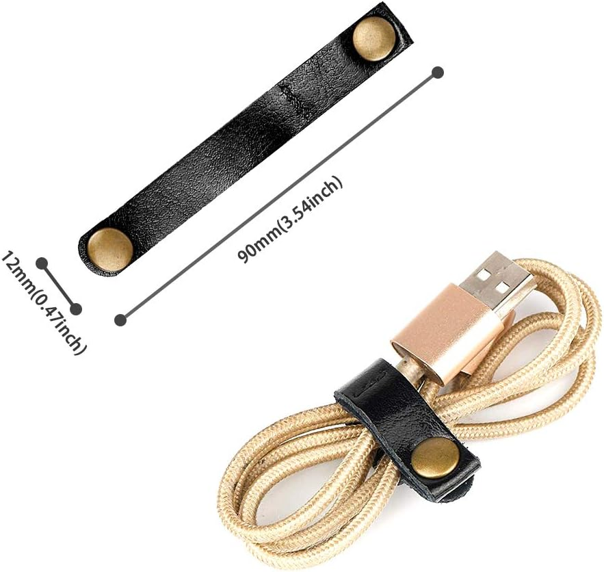 Viaky Leather Cable Straps Multi Color Handmade Leather Cord Organizer Portable Cable Tie Keeper Earphone Winder USB Cable Management (24, 5 Colors) image number 5