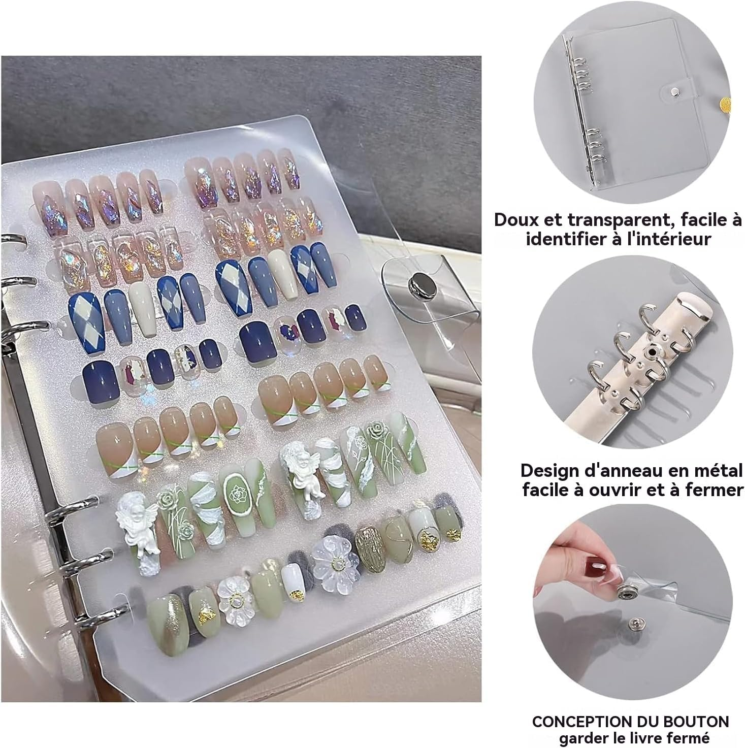 Generisch A5 False Nail Storage Box Nail Organizer with 6 Nail Strips Display Box image number 4