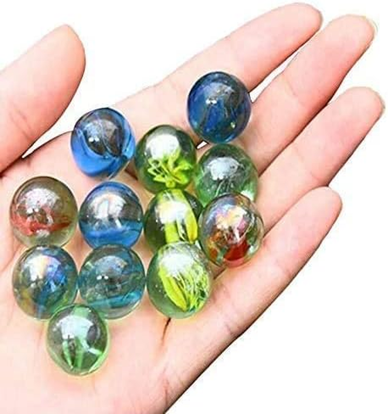 WINBOB 50 Pieces Traditional Assorted Colorful Classic Retro Glass Marbles Cat&rsquo;S Eye Marbles Classic Game Toys Come in Net Bag for Arcade & Table Games Sports Toys & Outdoor image number 1