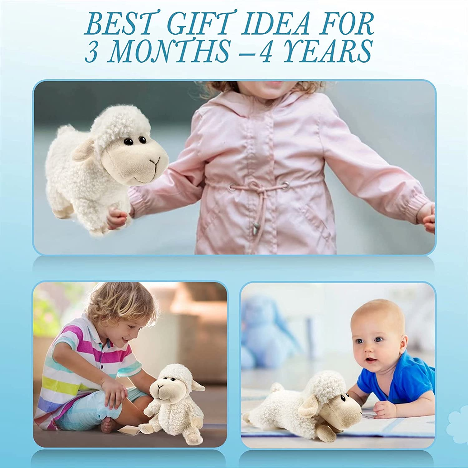 Stuffed Animal Lamb Plush Toy 3 Pcs - Cute and Soft Sheep Gifts for Kids, Boys and Girls - Black Lamb Toys - Black Sheep image number 3