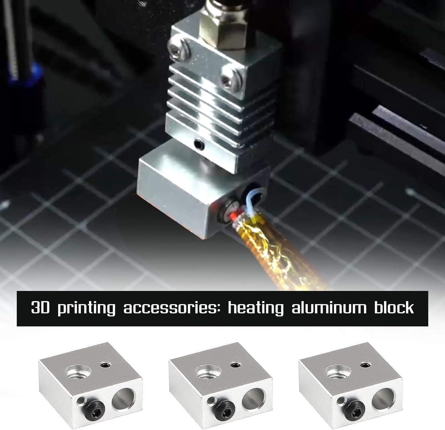 Emsea 3D Printer Aluminum Heater Block 12V40W Ceramic Cartridge Heater 6X20Mm Single-Head with Cable & NTC 100K Thermistor Assembly Tool Kit 15Pcs image number 5