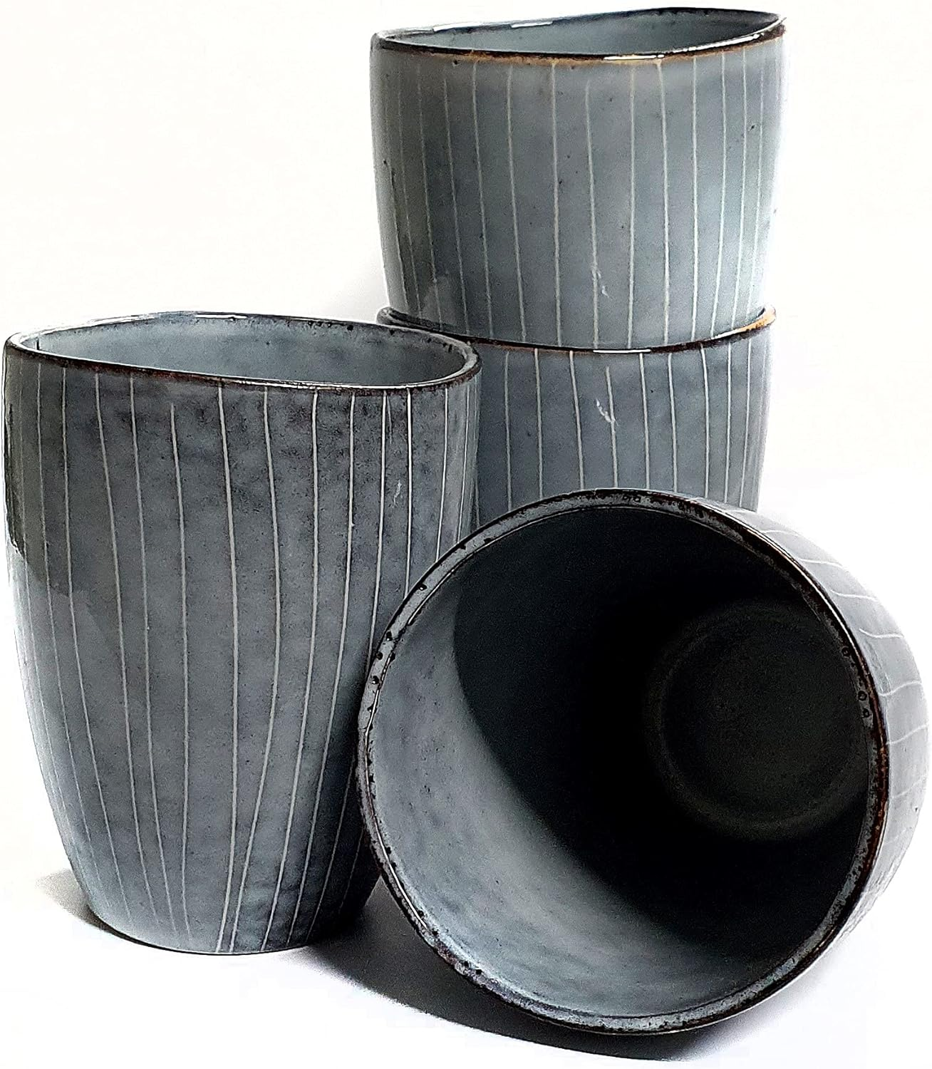 Coffee Culture Reactive 280 Ml Coffee and Tea Cup, 4 Piece Set, Black