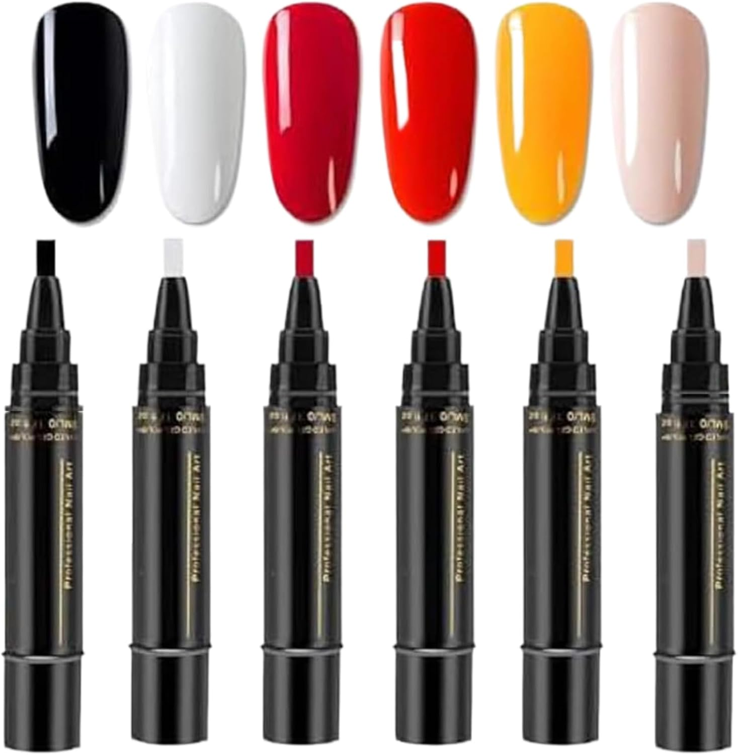 Nail Polish Pens for Nail | Quick-Dry Nail Polish Painting Kit 6 Colors,No Uvgel Nail Polish Crafts Pens Home Manicure Helper