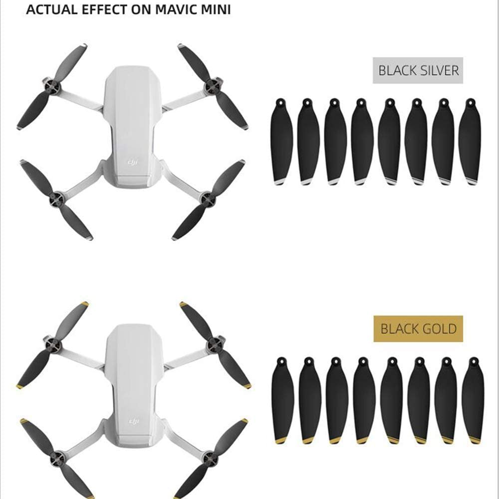 Xmipbs 4 Pairs Mavic Mini Propellers 4726F Low Noise Propellers Paddle Blades for DJI Mavic Mini Drone Black Gold image number 1