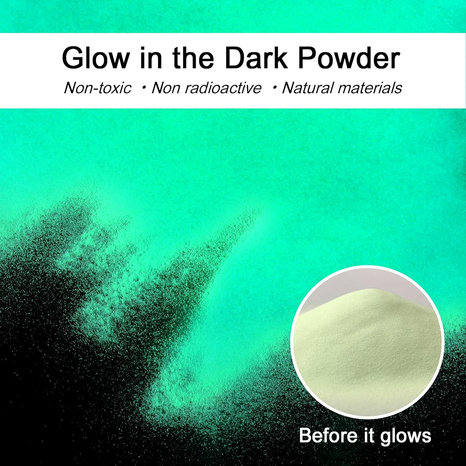 Renfio 3.5Oz/100G Glow in the Dark Pigment Powder, Luminous Powder Resin Color Pigment, Fluorescent Pigment Dye for Epoxy Resin, Slime, Acrylic Paint, Nail, Fine Art - White to Mint - Fluorescent Orange image number 6