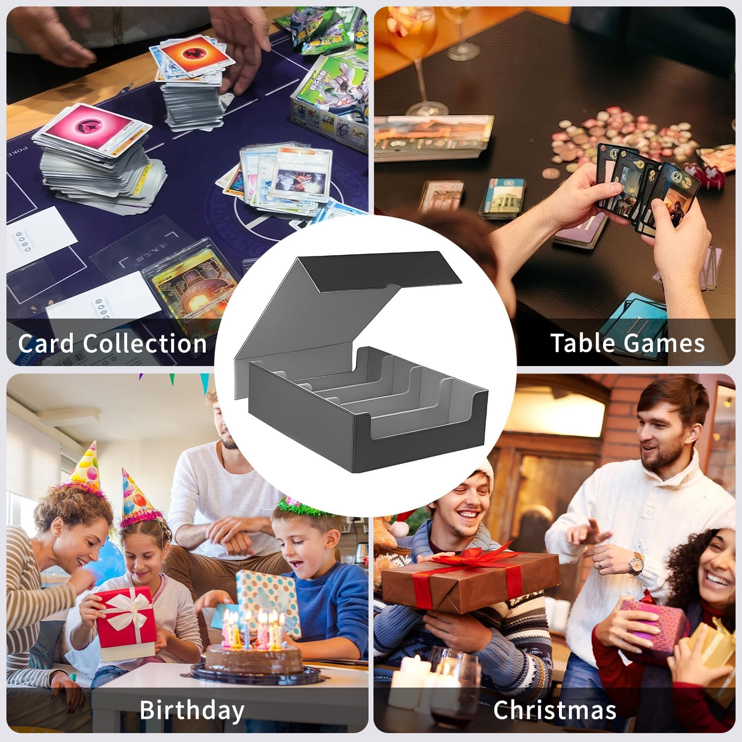 MTG Deck Box, Card Deck Case Black&Grey, 2400+ Trading Card Storage Box, PU Leather Magnetic Closure Commander Storage Boxes Magic Cards Protectors Fit for Yugioh, MTG and Sport Cards&hellip; image number 1