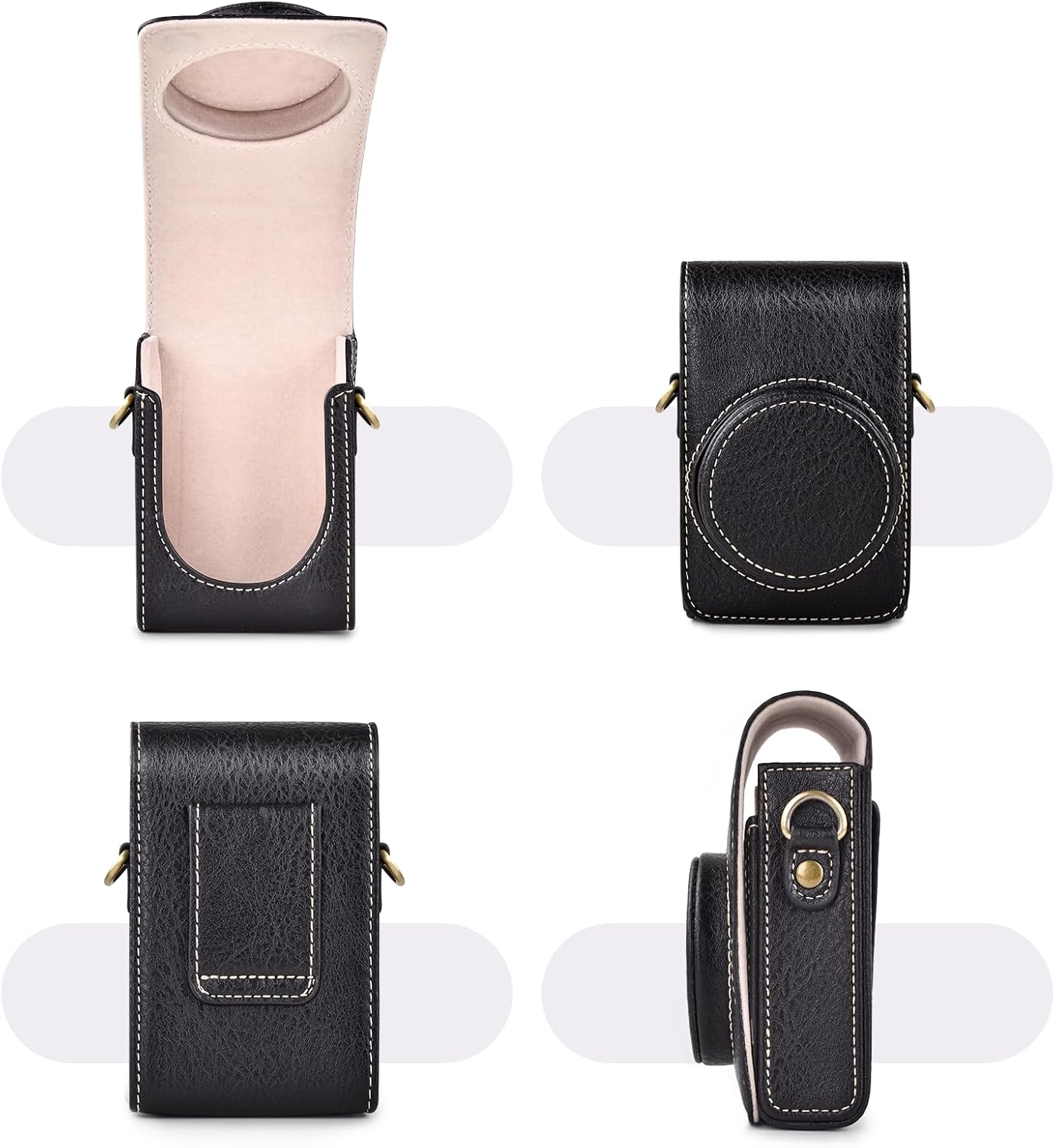 Rieibi Camera Case for Sony Zv1F/Zv1/Ricoh GR Iv/Iiix/Ricoh III Ii/Fujifilm X-Half/X-Hf1/Panasonic LX9 LX10 Lx15/Canon G7X III / G7X II / SX740 HS- Camera Bag with Strap - Black (Case Only) image number 4