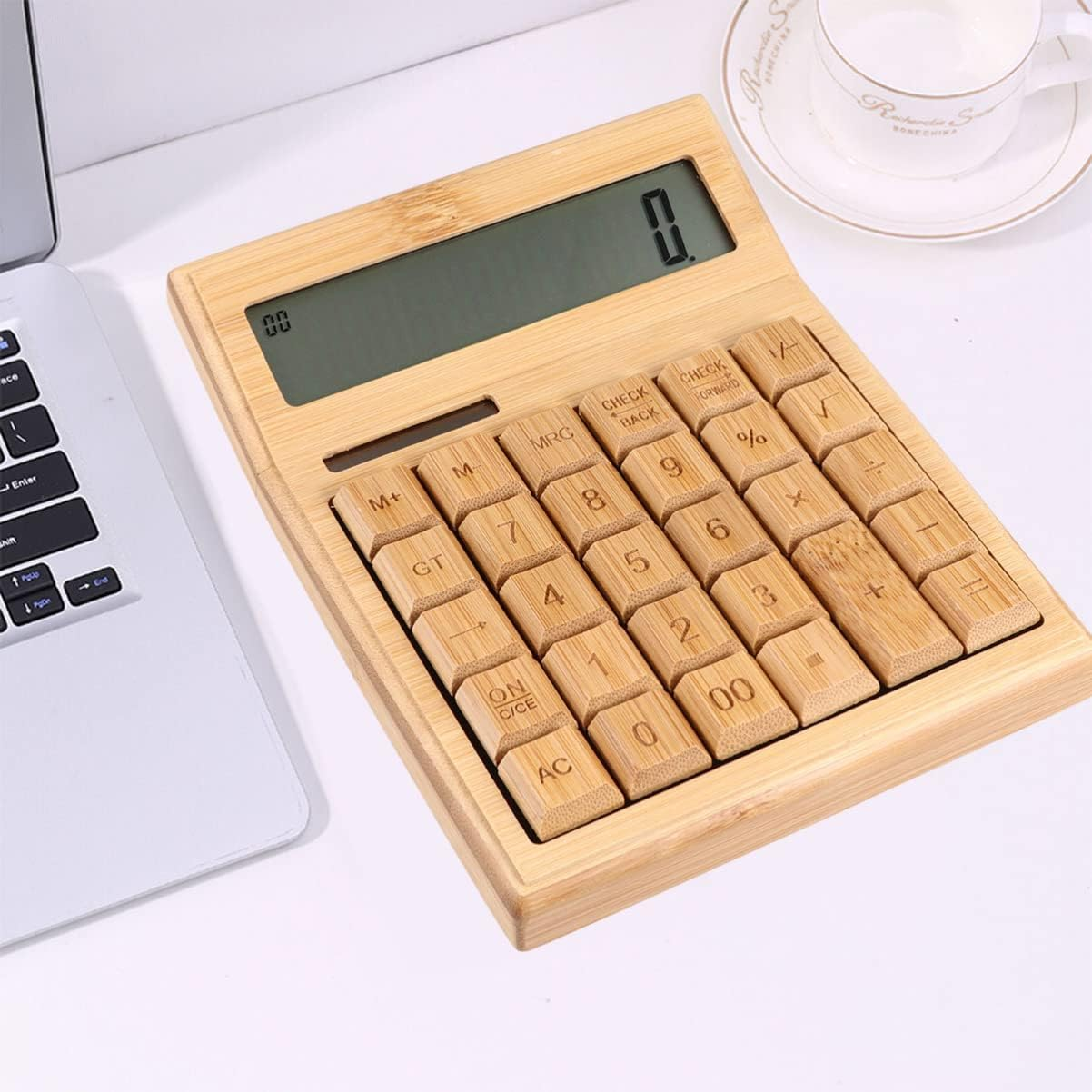 PLAFOPE Solar Bamboo Calculator 29-Key Office Tool Compact Light for and Travel image number 2
