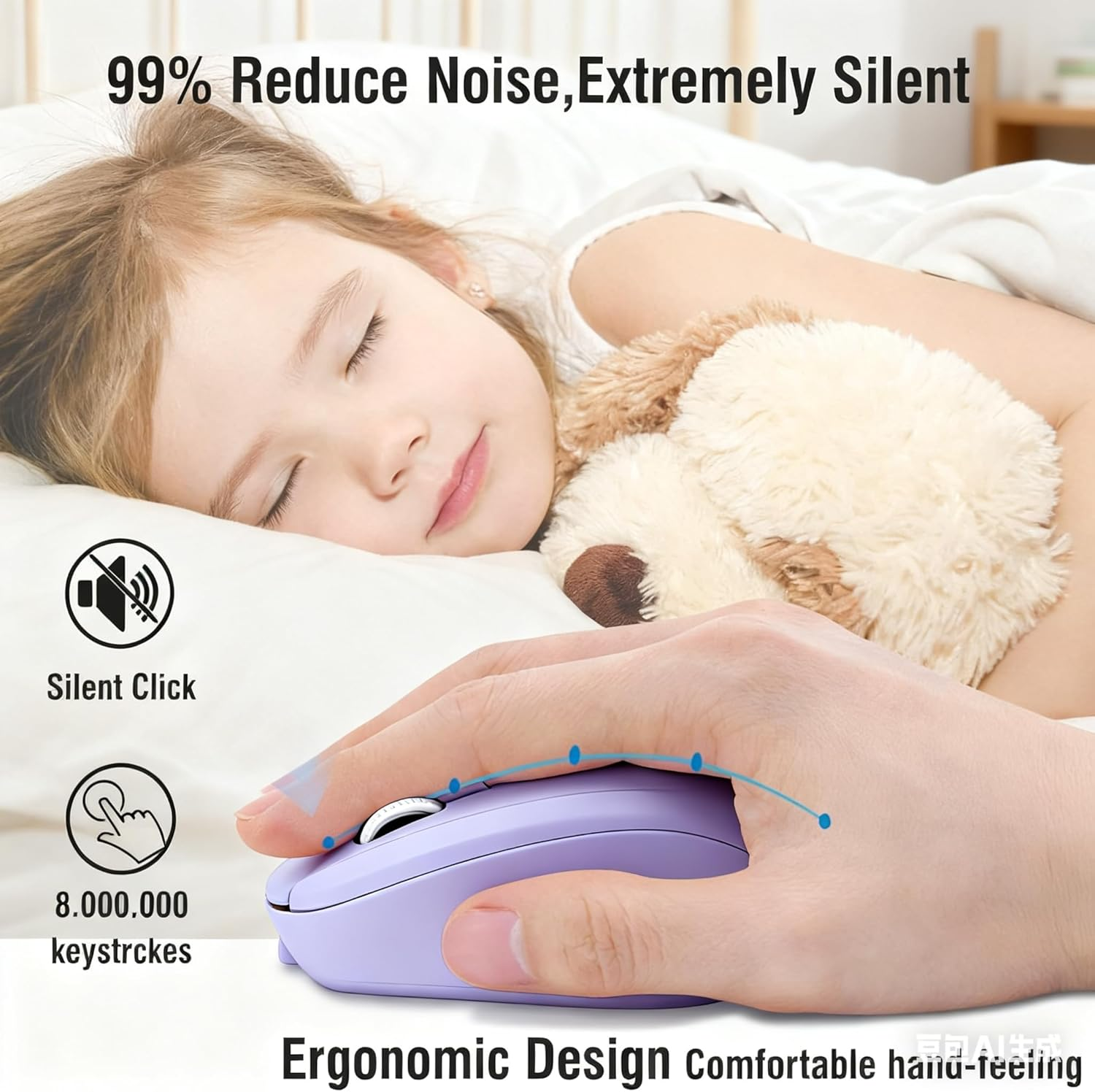 Bluetooth Mouse,Rechargeable Wireless Mouse for Laptop/Ipad/Macbook Pro/Air, Silent Mouse Portable Slim for Surface Pro/Pc/Lenovo/Samsung Tablet - Cyan image number 7