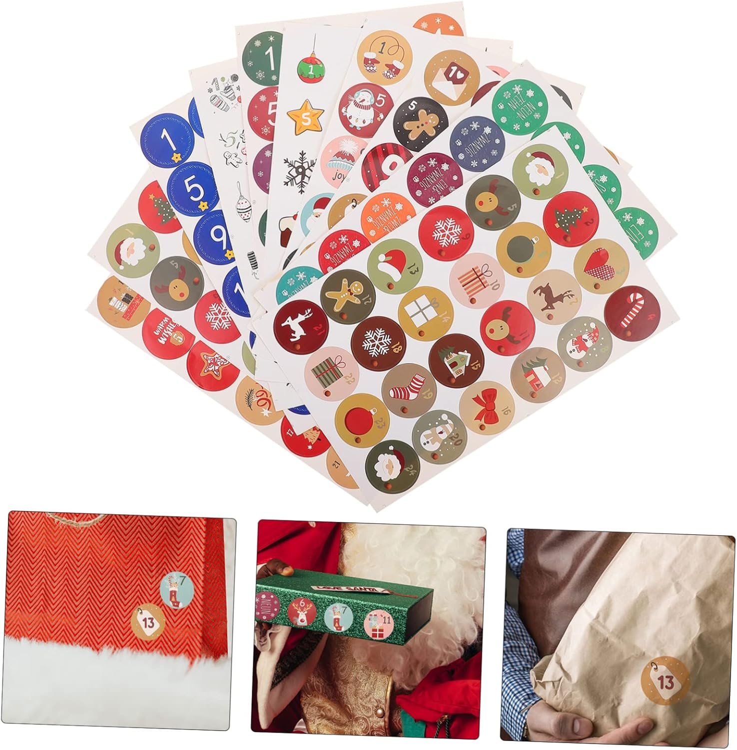 10Sheets Christmas Number Stickers Countdown Decals for Holiday Cards Bags Styles for Festive Decor for Advent Calendars Party Favors image number 3