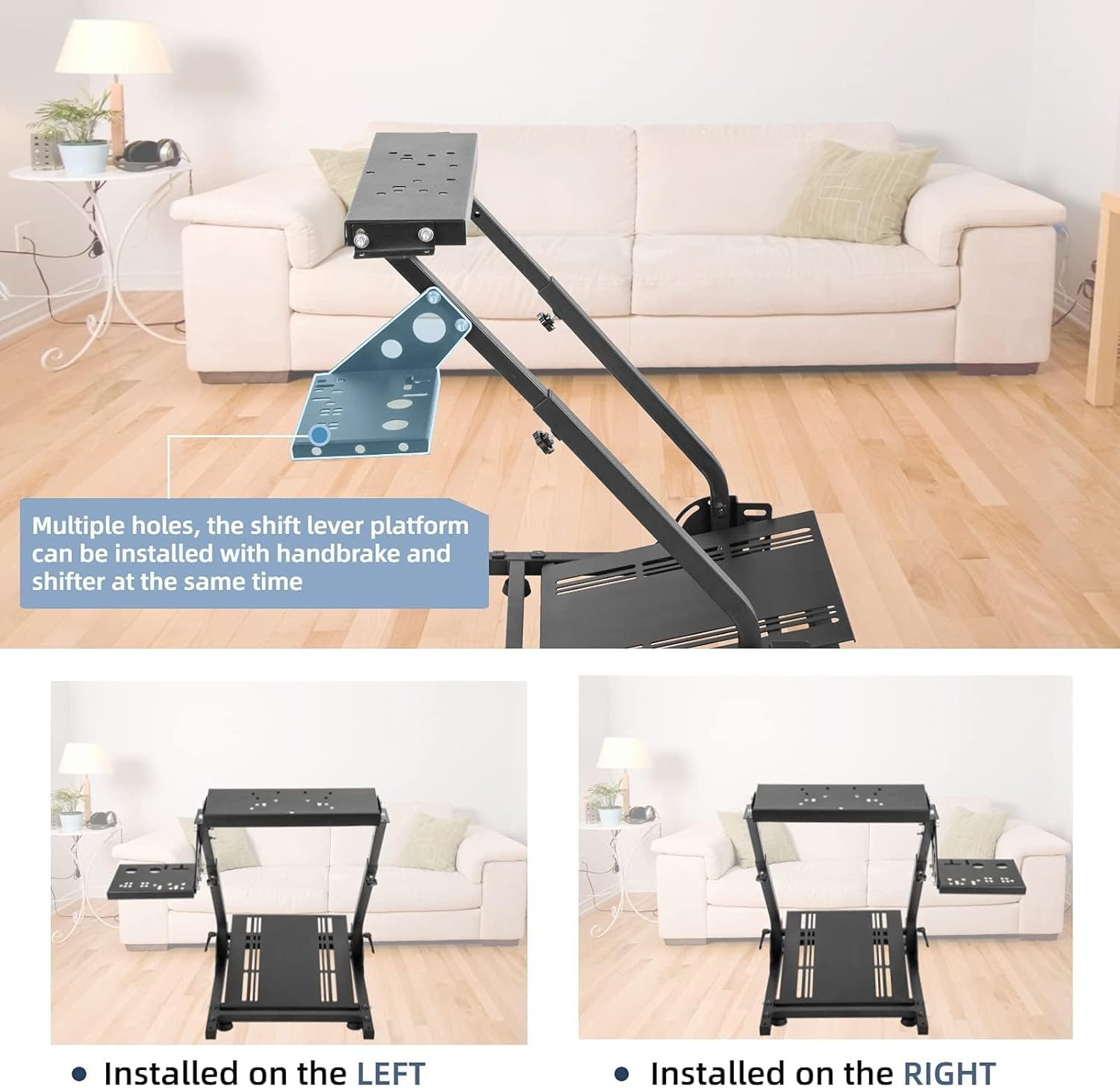 Dardoo Racing Steering Wheel Stand with Shifter Lever Fit for Logitech G27 G25 G29 G920, Thrustmaster, PC, PS4, Platforms Gaming Racing Simulator Wheel Stand Adjustable Foldable without Wheel,Shifter image number 2