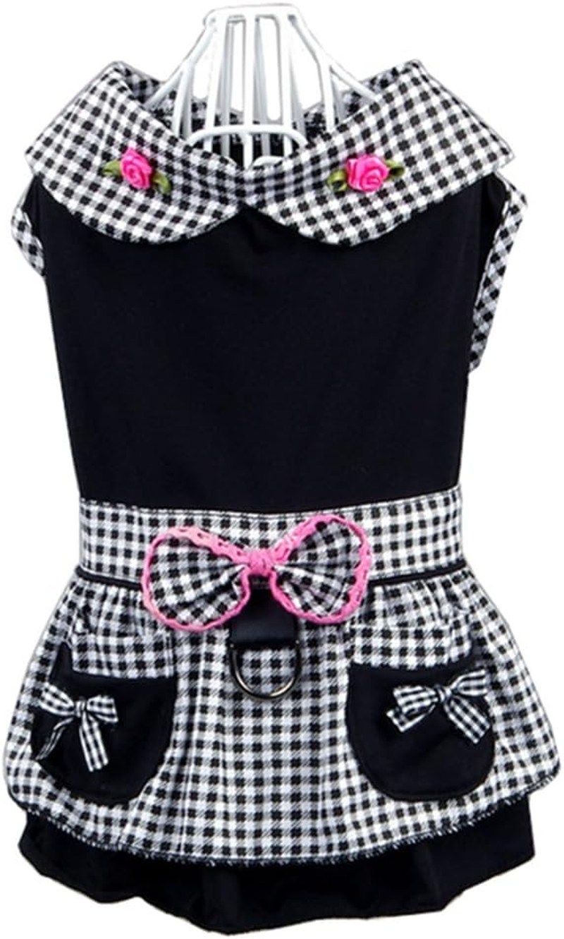 Hdwk&Hped Dog Dress with Leash Ring, Princess Multi-Layer Pleated Skirt Pentagram Bow Pet Dress for Small Dog Puppy Cat Pink #6