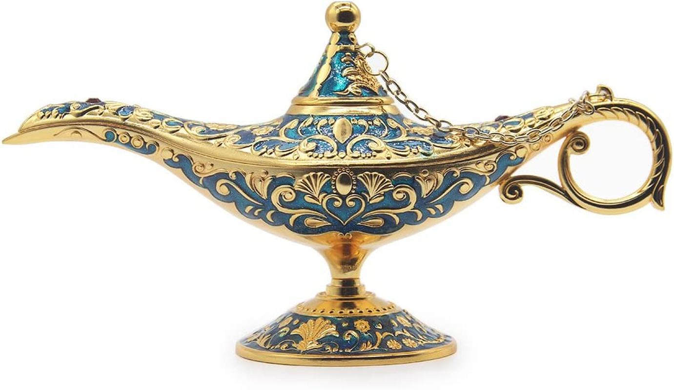 AVESON Classic Vintage Collectable Rare Legend Aladdin Magic Genie Costume Lamp Home Table Decoration & Gift, Golden Green