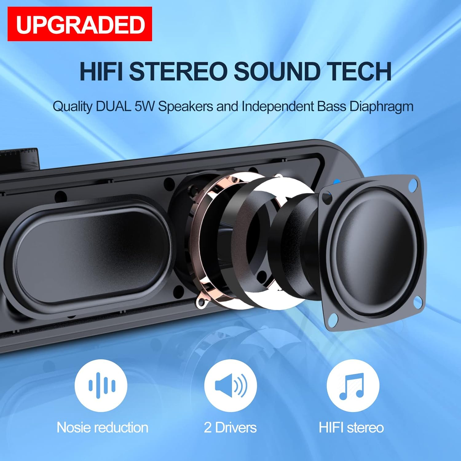 LENRUE Computer Speakers,Wired Usb-Powered PC Speakers with 10W Stereo Sound,Sound-Bar Speakers for PC Desktop Computer Laptop Monitor image number 1