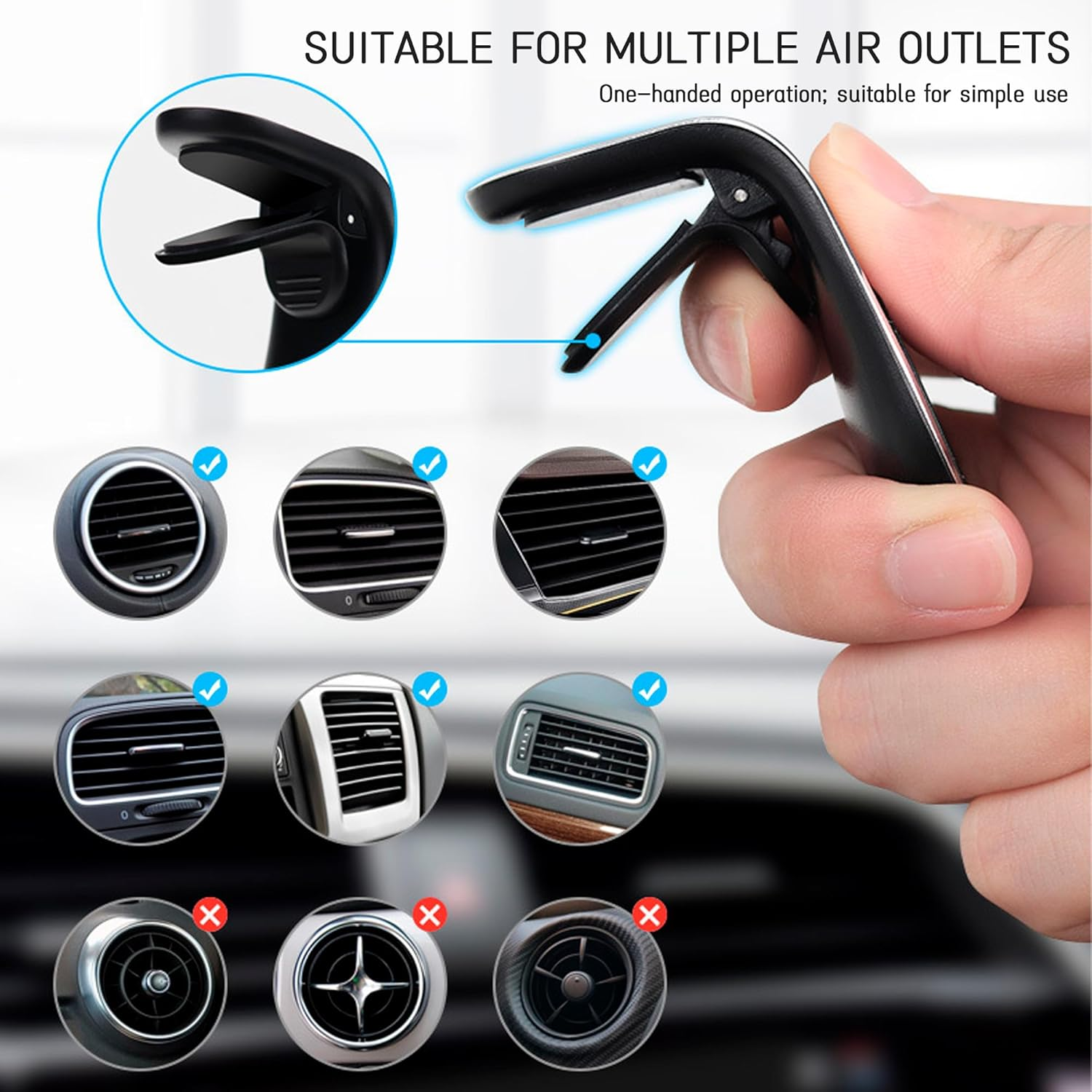 Mobile Phone Navigation Magnetic Bracke, Magnetic Phone Holder for Car, L Type 360&deg; Rotatable Non-Slip Automobile Cradles, Navigation Bracket for Any Smartphone (Black)