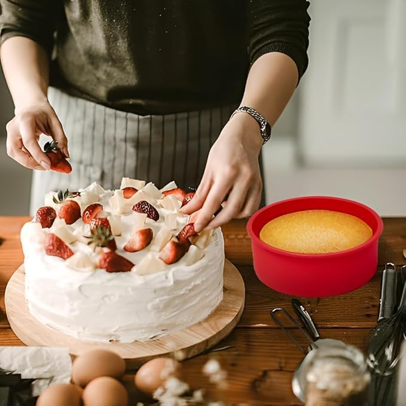 FOTOEVFC Non Stick Silicone round Cake Mold Tins, 2Pcs Silicone round Shaped Cake Pan Tins, round Silicone Cake Mold Pan, Cake Mold round Silicone Baking Mold Tin image number 5