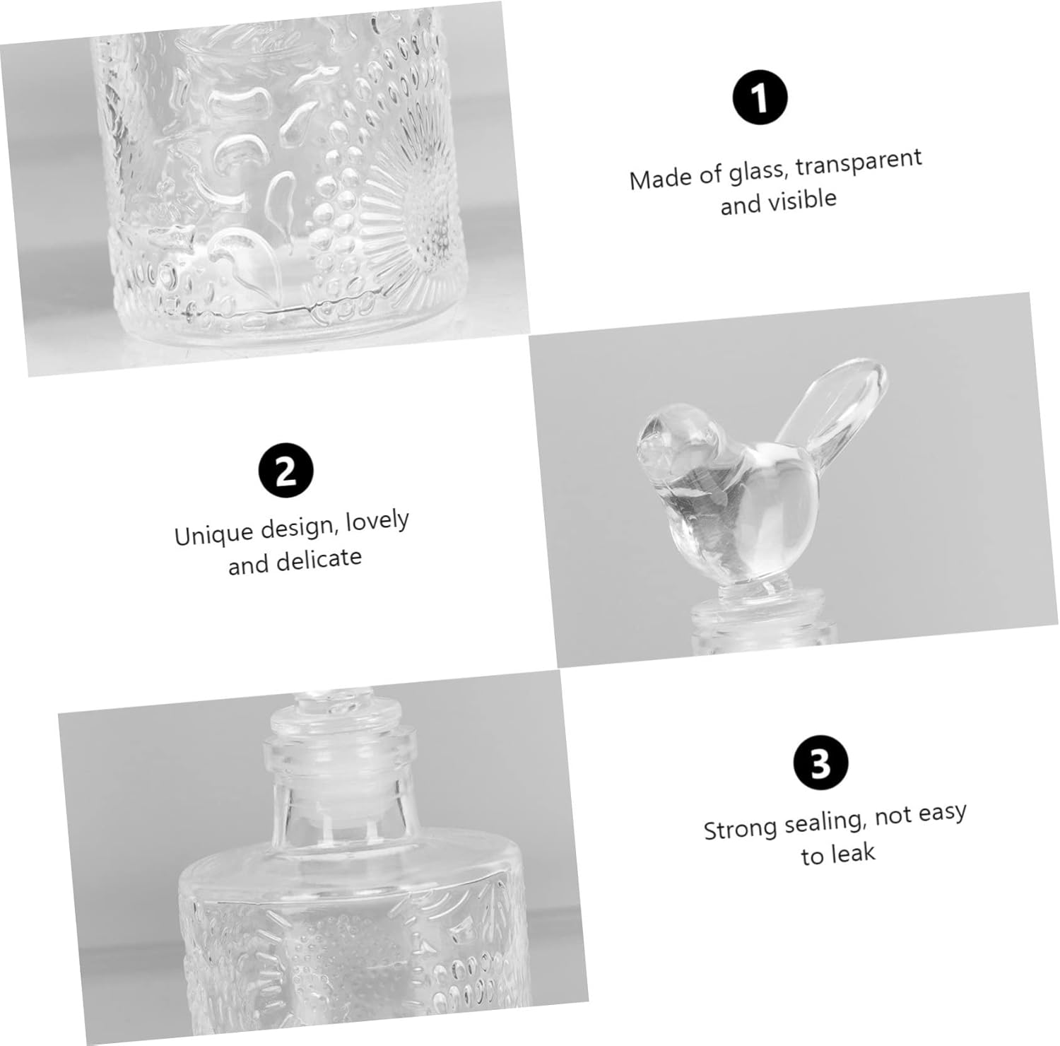 STOBAZA 2Pcs Aromatherapy Bottle Glass Bottle for Living Decor Retro Glass Perfume for Bathroom Storage image number 3