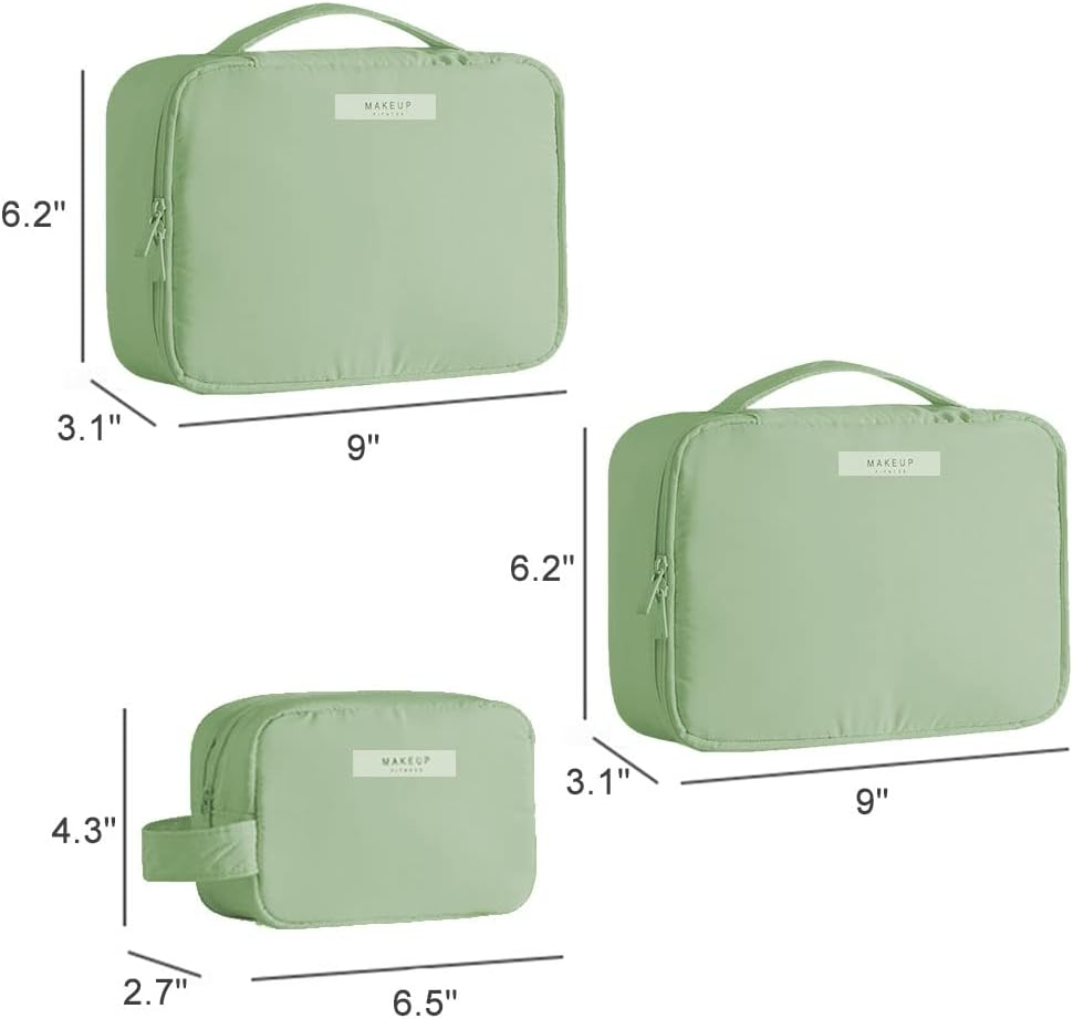 Didida Makeup Bag Cosmetic Bag for Women Cosmetic Travel Makeup Bag Large Travel Toiletry Bag for Girls Make up Bag Brush Bags Reusable Toiletry Bag, Green image number 2