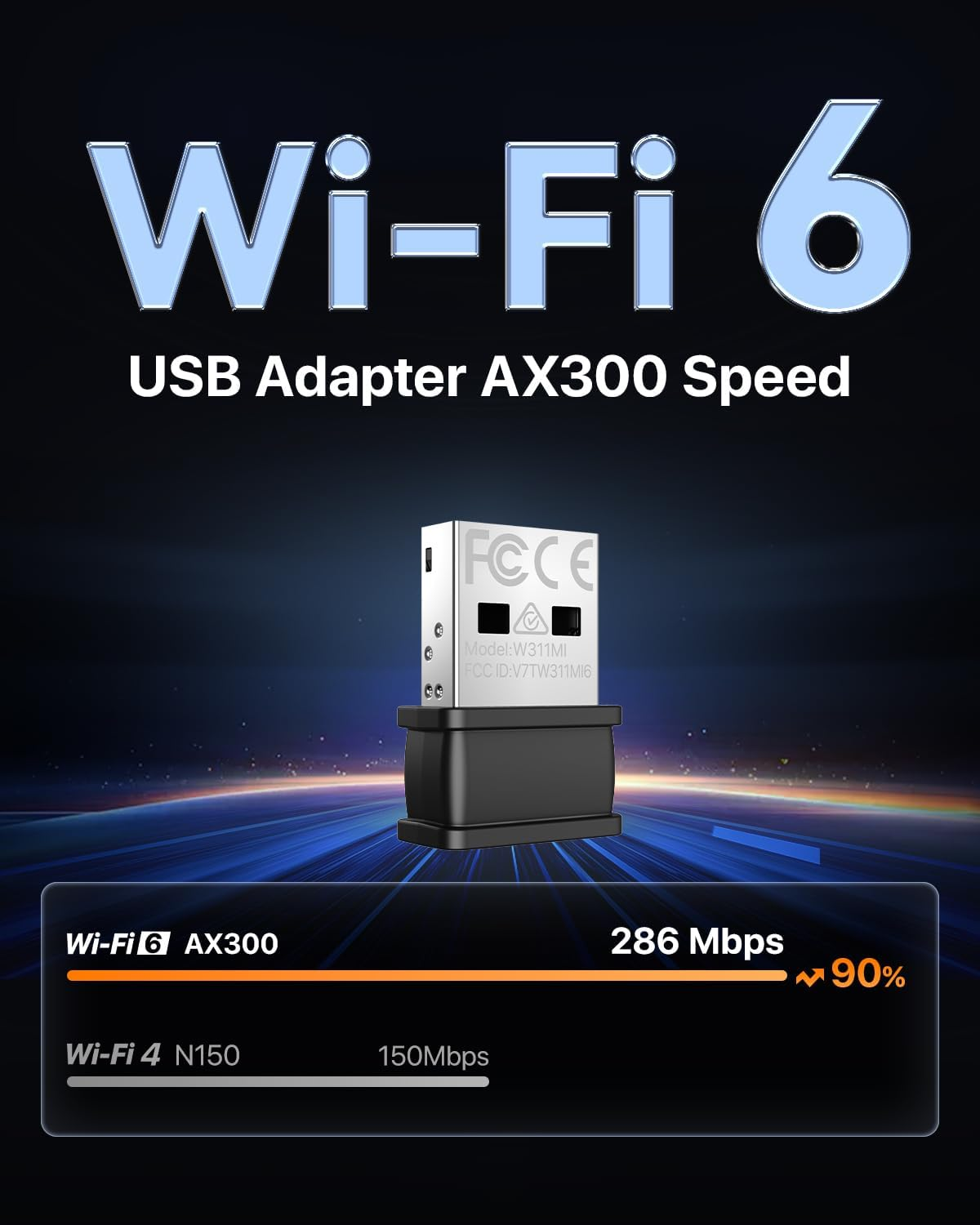 Tenda W311MI Wifi 6 USB Adapter AX300, USB Wifi Dongle for PC, High-Speed 300Mbps, Built-In Antenna, Integrated AP, WPA/WPA2 Security, Compatible with Windows 7/10/11. image number 6