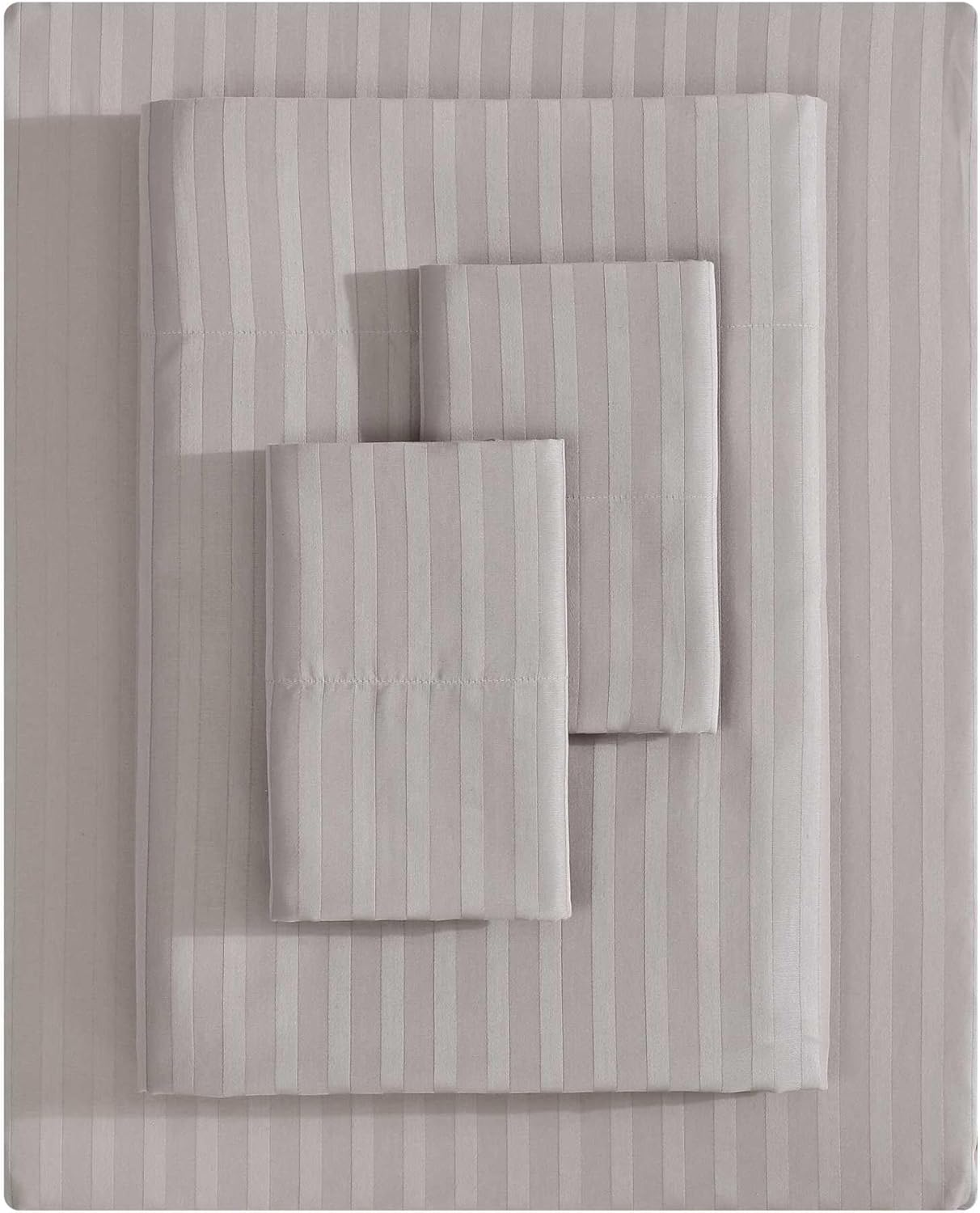 Vera Wang - Queen Sheet Set, Super Soft & Breathable Premium Cotton Bedding with Matching Shams, Fade Resistant, Striped Bedding Set (Dobby Stripe Brown, Queen)