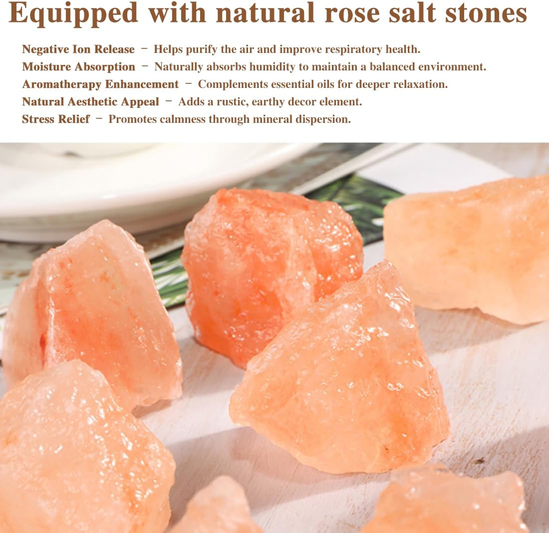 5-In-1 Essential Oil Diffuser & Crystal Himalayan Salt Lamp & Aromatherapy Humidifier & Night Light & Home Decor, Ultrasonic Diffuser with Flame Lighting& Salt Stones& Timer, Safety Auto Shut-Off image number 5