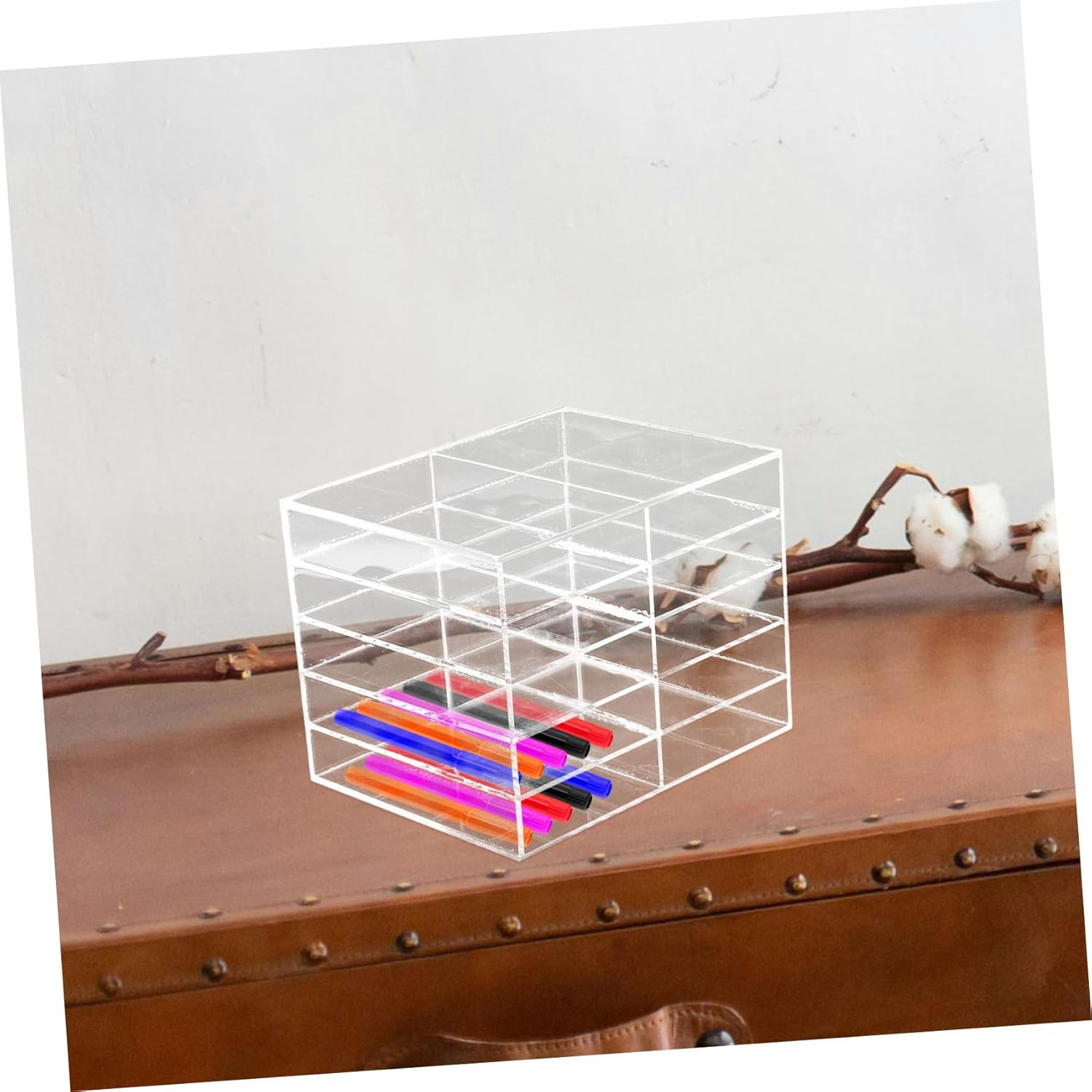NUOBESTY Portable Marker Holder Stand Acrylic Desk Pen Organizer Multifunctional Table Storage for School Office image number 3