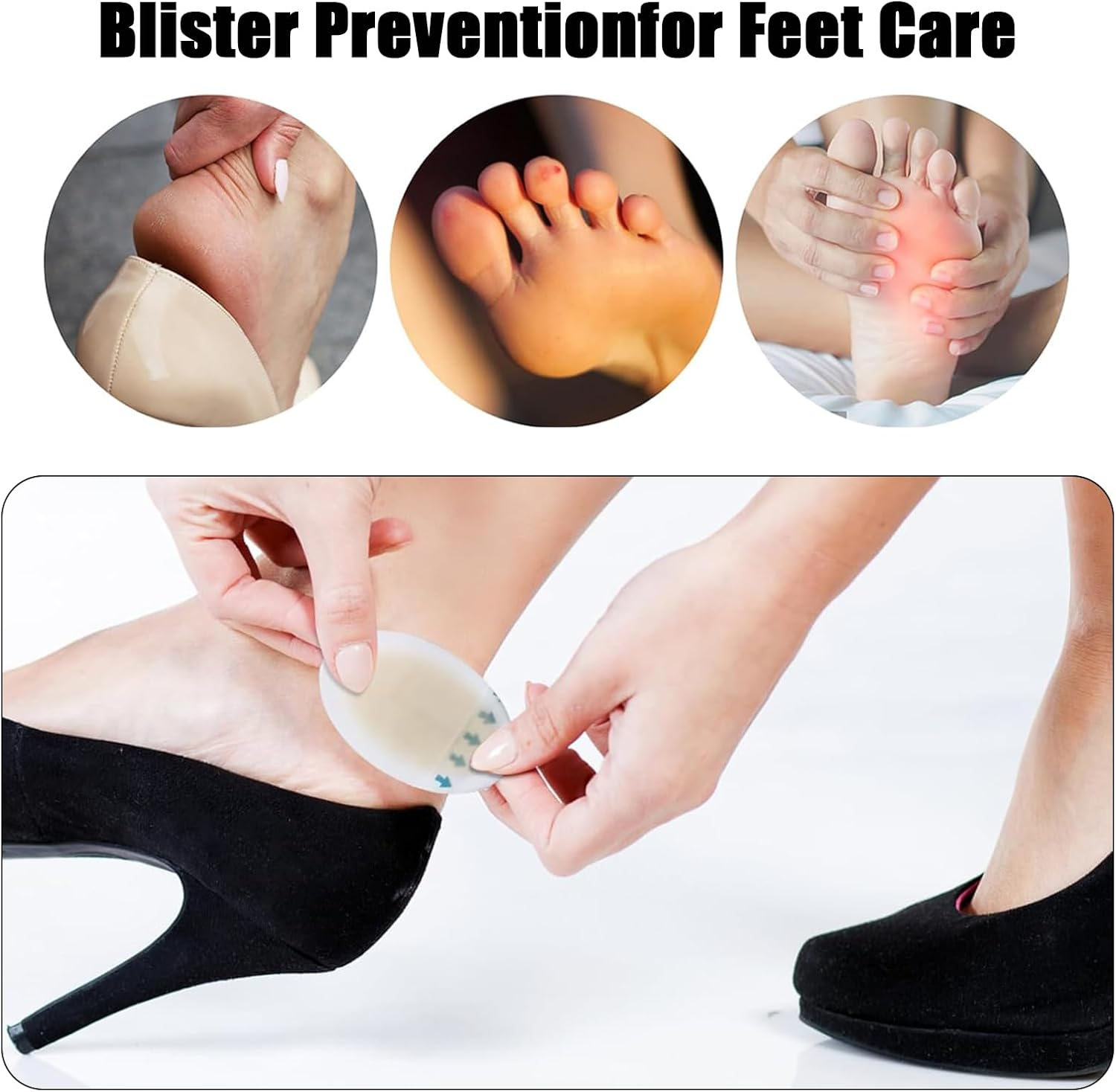 40Pcs Blister Plasters - Hydrocolloid Heel Protectors for Anti-Friction & Shoe Rubbing Prevention | Waterproof Cushioning Pads for All-Day Comfort (Back of Foot Focus)