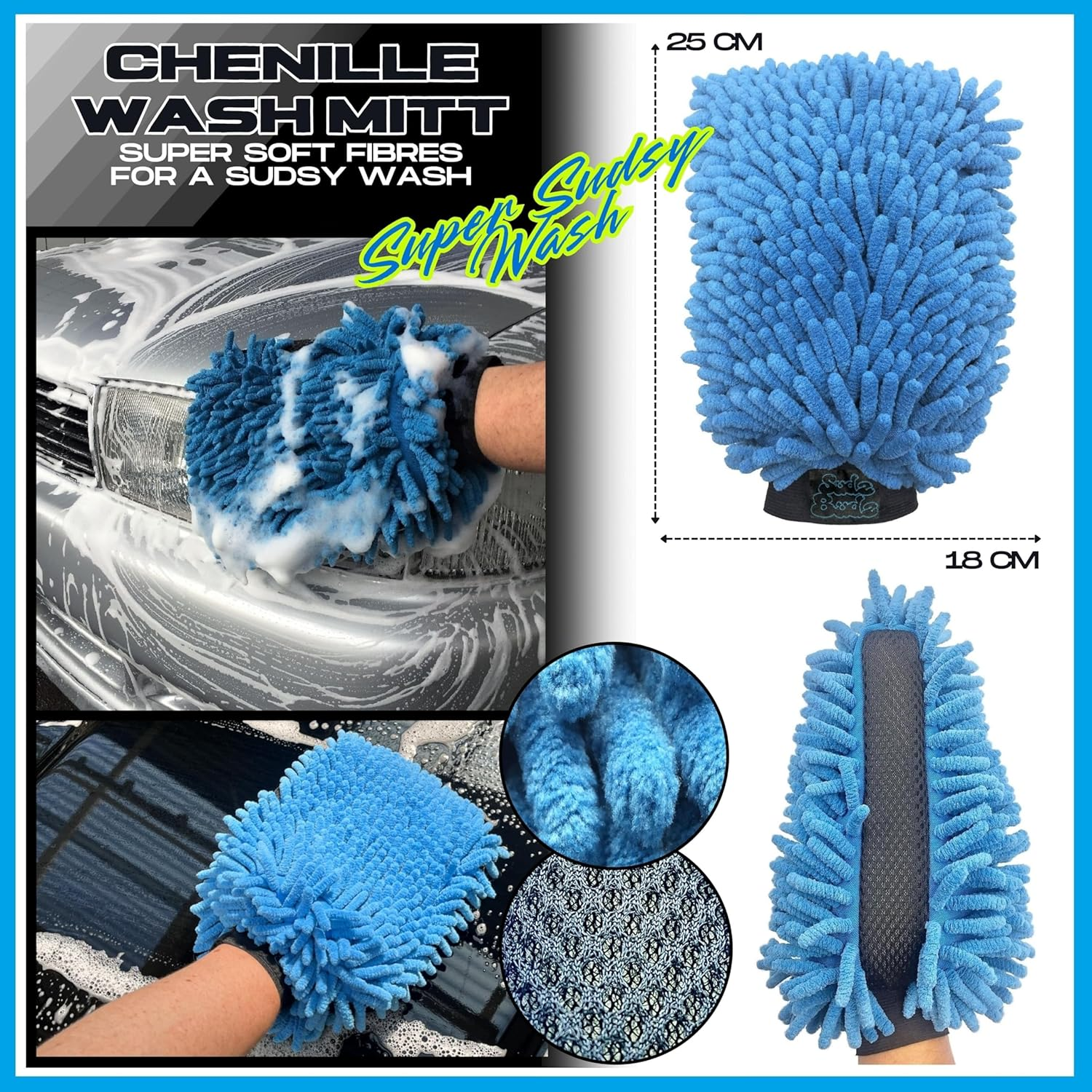 Premium Car Wash Kit 10Pcs | Wash Mitt, Detailing Mitt, Twisted Loop Drying Towel, Interior Duster, Glass Towels, Wheel and Detail Brush Set. Professional Exterior and Interior Car Care image number 3