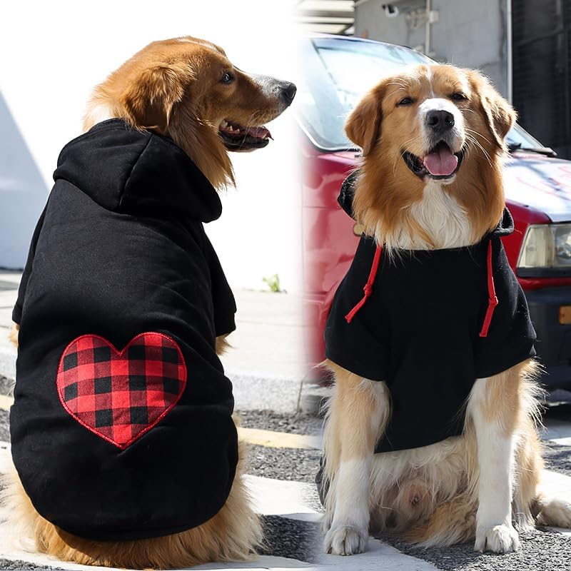 2 Pieces Dog Hoodie Love Foot Prints for Dog Clothes Holiday Festival Dog Dresses Puppy Hoodies Party Costumes Doggie Coat Cat Outfits Dog Sweatshirt for Small Dogs Cats Puppy Clothes (Black, M) image number 4