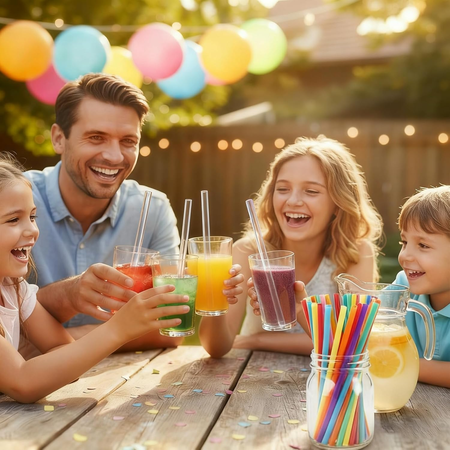 Drinking Straws 200 PCS 26Cm Reusable Colourful - Suitable for Juice, Tea, Coffee, Milk, Parties, Daily Use (Transparent) image number 2