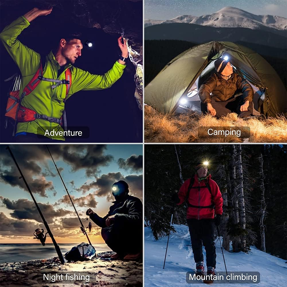 GRUTTI Head Lamps Outdoor LED Rechargeable Hiking Headlamps Flashlight 2 Pack for Camping, Forehead, Waterproof, USB Charge, 8 Modes image number 3