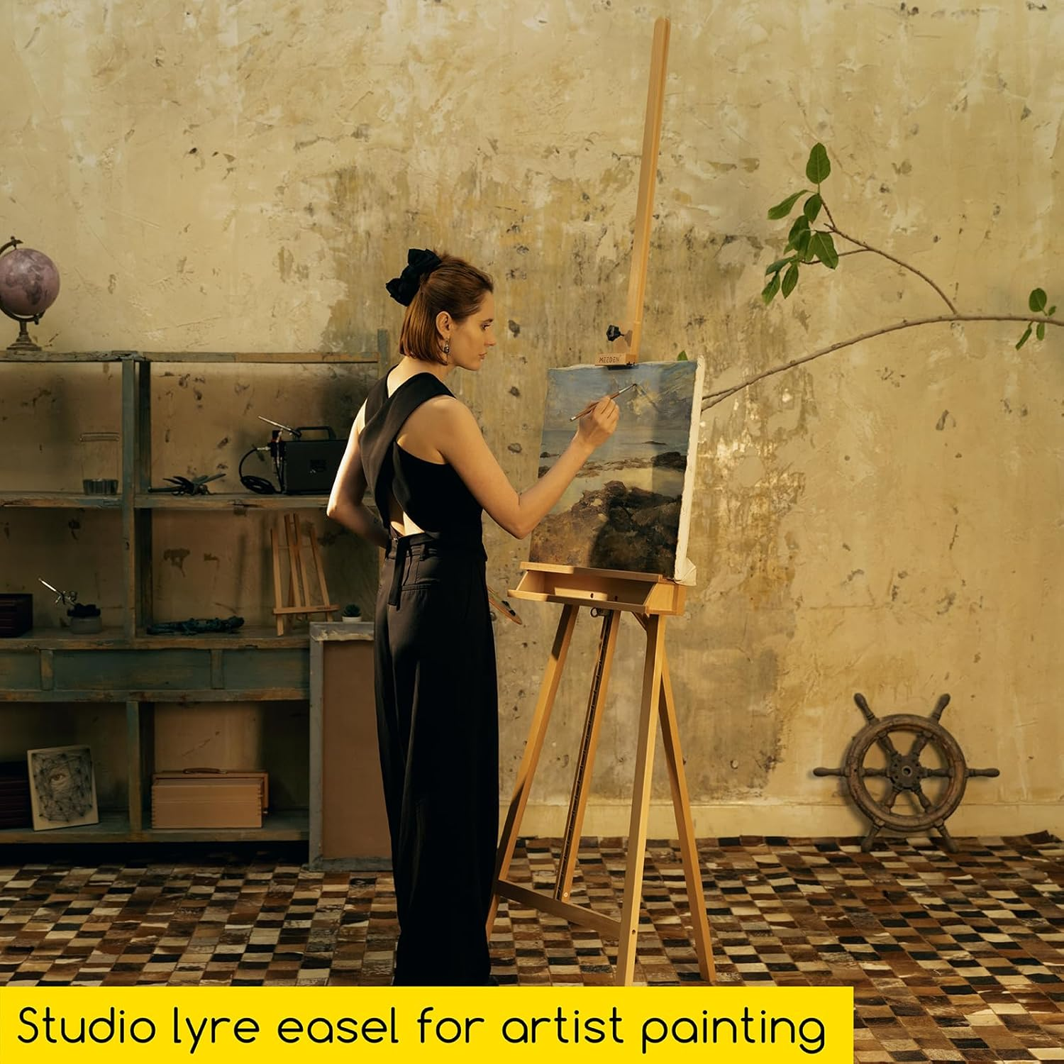 MEEDEN Large Painters Easel Adjustable Beech Wood Artist Easel, Studio Easel for Adults with Brush Holder, Holds Canvas up to 48" image number 6