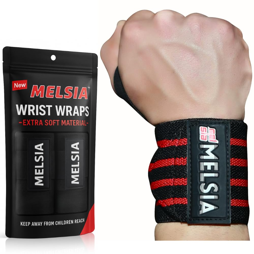 Wrist Wraps Support Brace for Weightlifting, Powerlifting, Bodybuilding & Gym Training, Adjustable Straps with Attached Thumb Loops, Ergonomic Design for Men and Women (Pink Stripes)