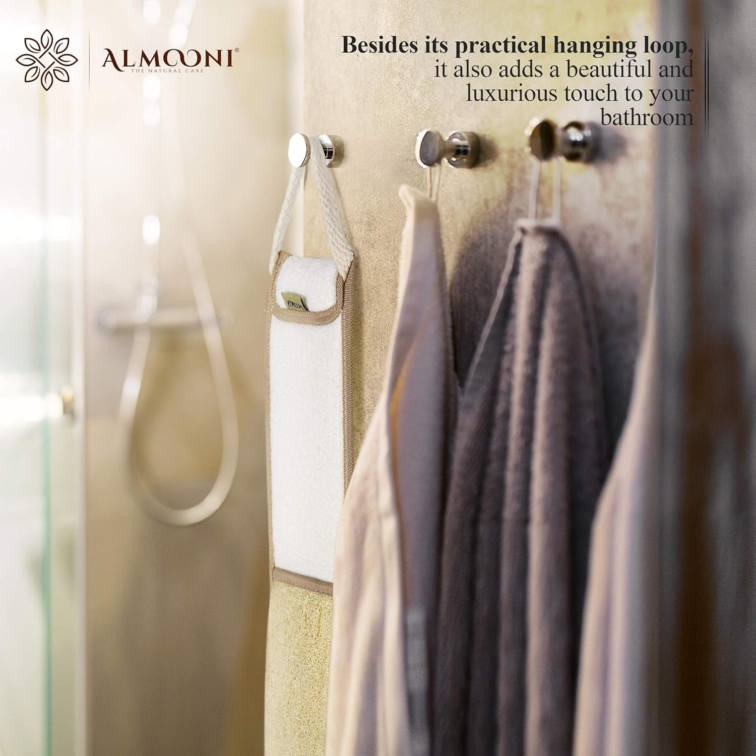 Almooni Natural Egyptian Loofah Back Scrubbers for Use in Shower, Exfoliating Natural Loofah Back Scrubber for Shower for Men and Women to Clean Your Back Deeply - 1 Count (1 Pack) image number 6