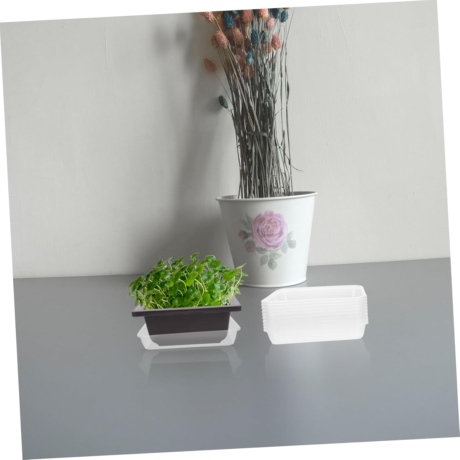 Milisten Clear Square Plant Saucers 10-Pack Plastic Pallet Base Flower Pot Drip Trays Water Saucers for Indoor Outdoor Garden Accessories Plant Drainage Protection image number 2