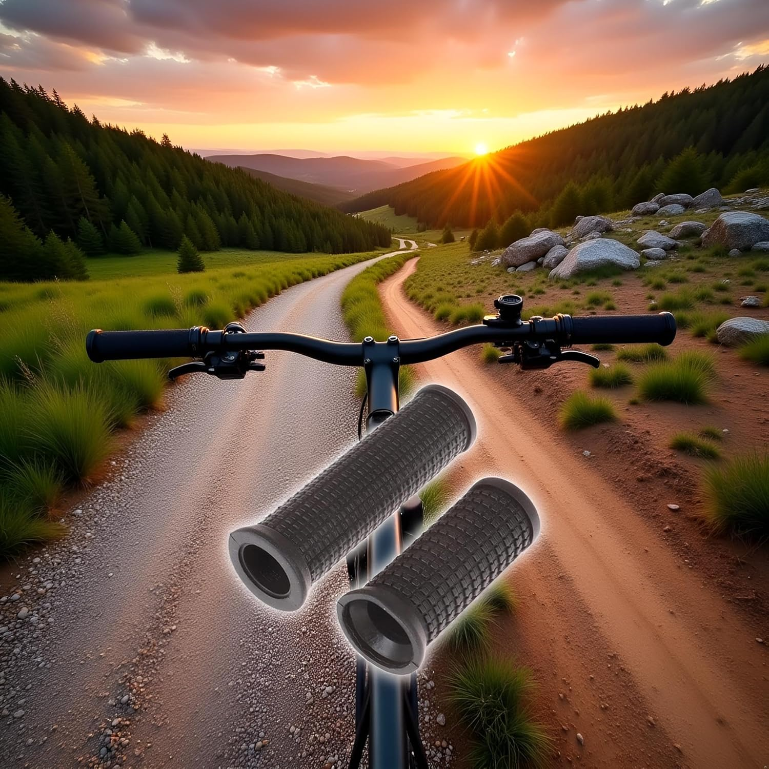 2Pcs Black Bike Long/Short Handlebar Grips for Twising Shifter, Shockproof anti Slip MTB Parts, anti Slip Soft TPR Rubber Handlebars, Headsets and Stems Grips (Long&Short) image number 1