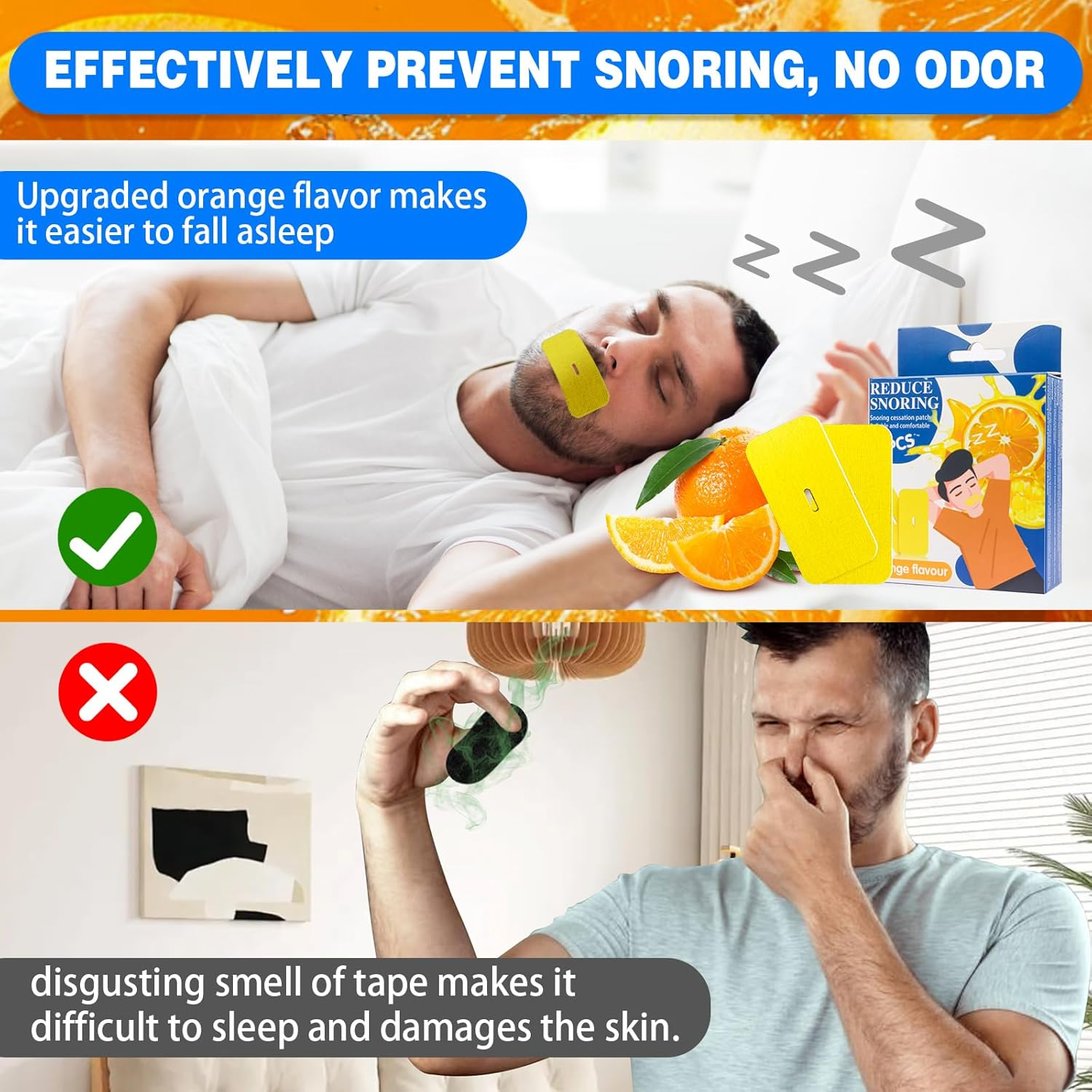 Sleep Mouth Tape - Breathable Sleep Tape Allows You to Sleep through the Night and Effectively Stops Snoring, Mouth Tape for Sleeping-30Pc (Fruity Orange Flavor) - Orange-2Pc image number 7