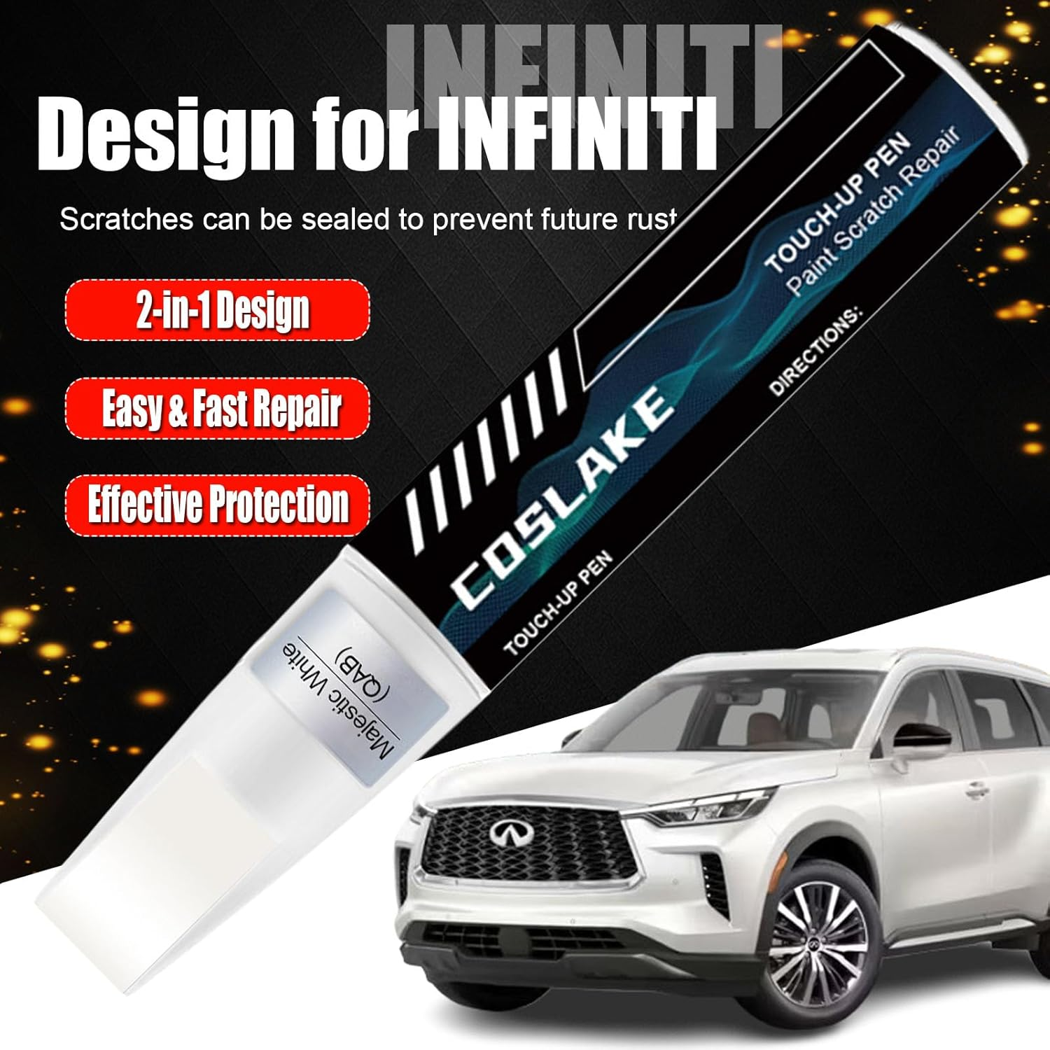 Car Touch up Paint(Graphite Shadow(Kad)) for INFINITI, Car Paint Scratch Repair Kit, Quick & Easy Solution to Repair, 2 in 1 Scratch Remover Pen with 2PCS Disposable Micro Applicators image number 5