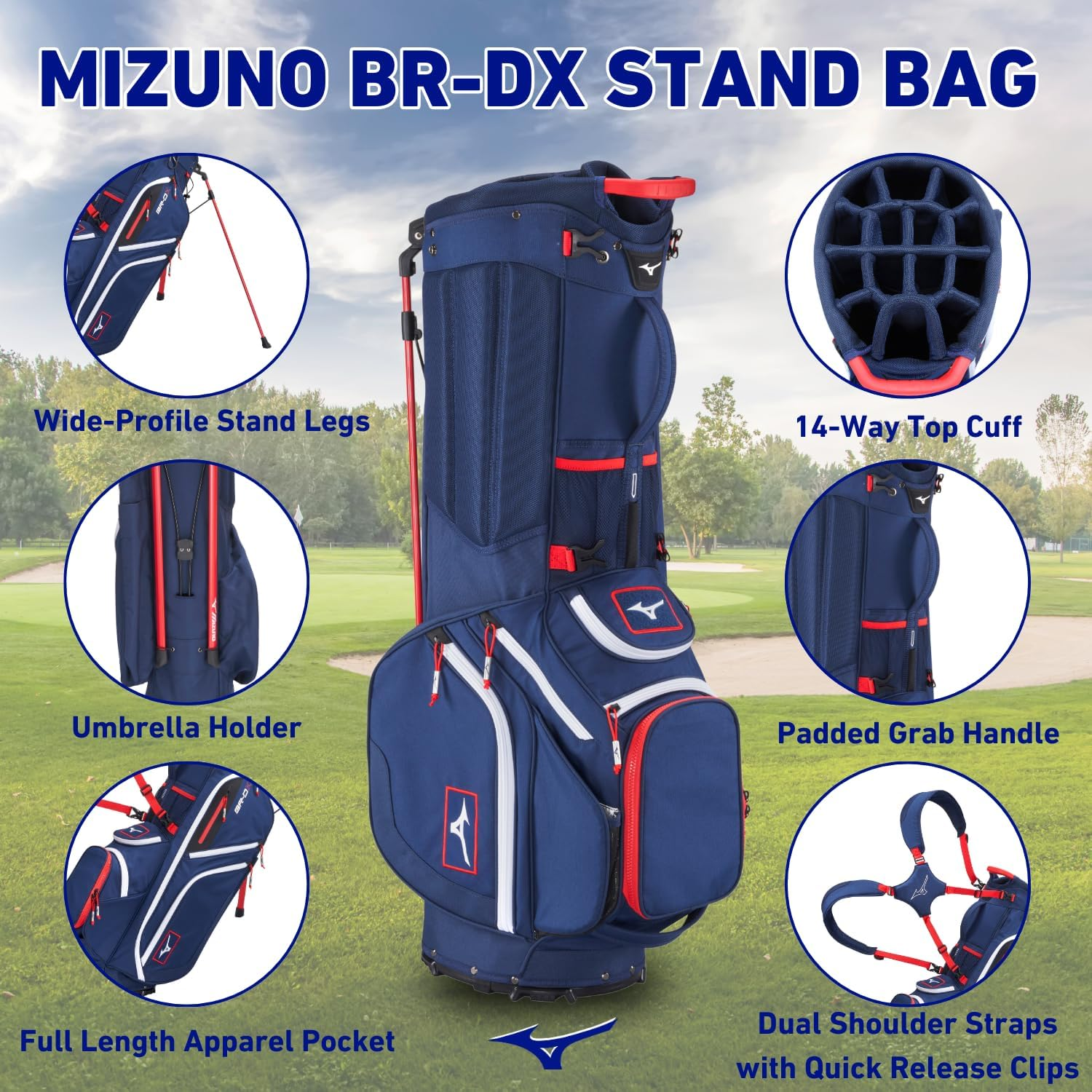 Mizuno BR-DX 14-Way Hybrid Stand Golf Bag - Heathered Grey image number 4