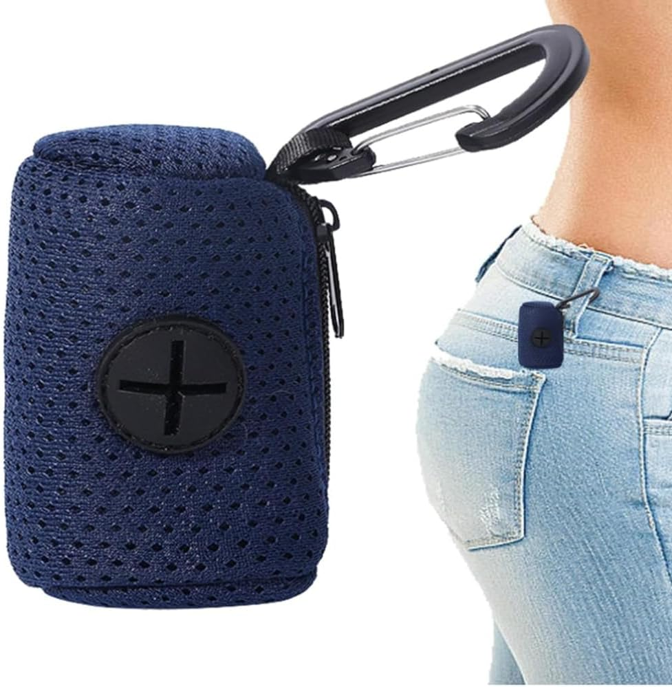 DWYYWSM Dog Poop Bags Dispenser - Mesh Fabric Attachment Dog Waste Bag Holder with Zipper, Hangable Pet Supplies, Large Capacity Dog Bag Dispenser