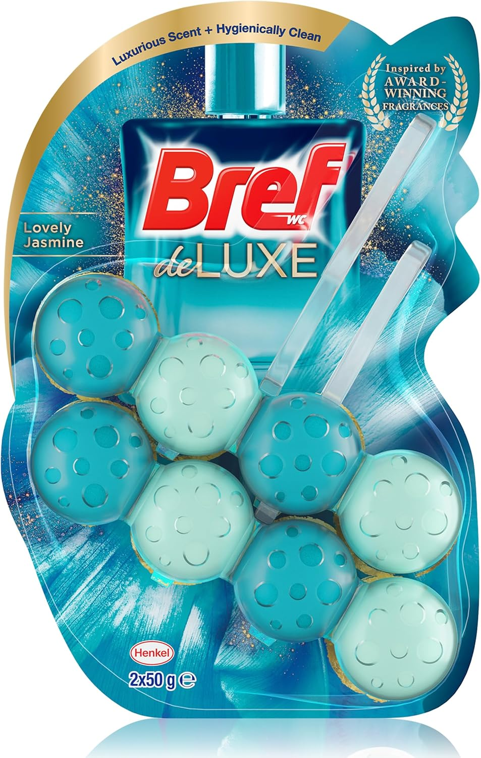 Bref Deluxe Lovely Jasmine Rim Block Toilet Cleaner, 50 G (Pack of 2) image number 1