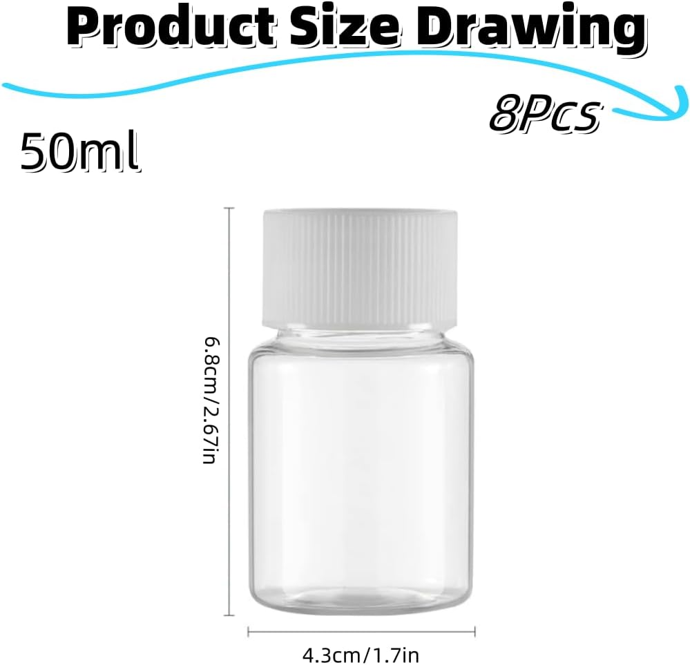8-Pack Thickened Transparent Pvc Bottles with Lids for Sealing, Ideal for Storage and Dispensing, Sealed Small Bottles（Transparent）