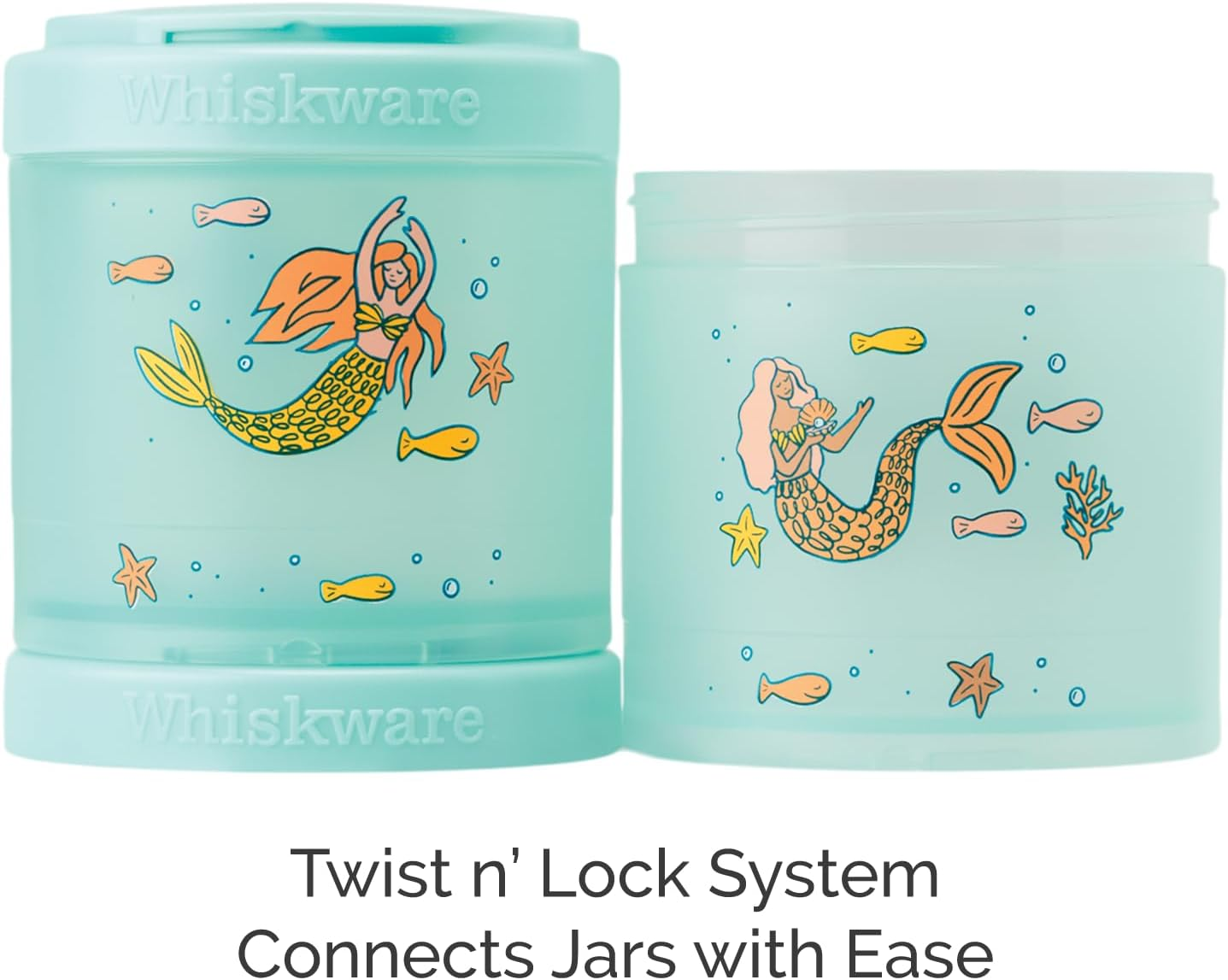 Whiskware Stackable Snack Containers for Kids and Toddlers, 3 Stackable Snack Cups for School or Travel, Mermaid image number 2
