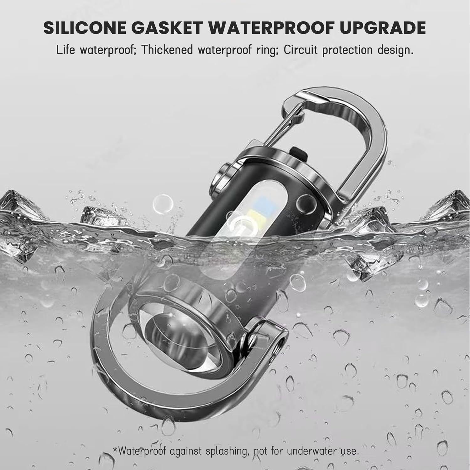 Portable Rechargeable Bright Keychain Flashlight, Small LED Keyring Flashlight, Compact Mini Waterproof Torch with USB Charging, for Hiking, Camping, Emergency, Daily Use (Black) - Black image number 3